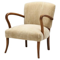 Vintage Sculptural Armchair with Curved Arms, Europe ca 1950s