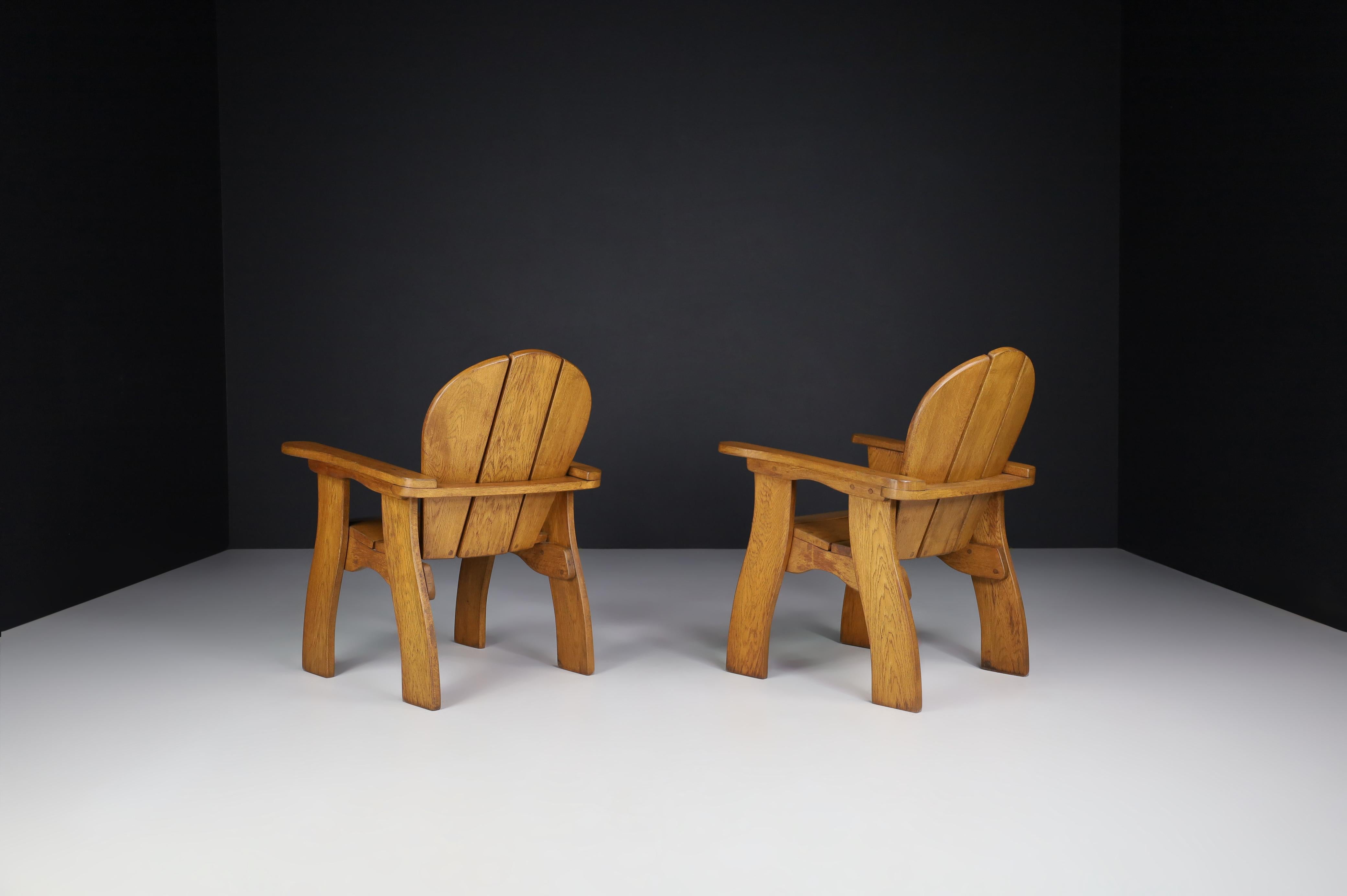 Skulpturale Sessel aus Eiche, Frankreich, 1960er Jahre (Moderne der Mitte des Jahrhunderts) im Angebot