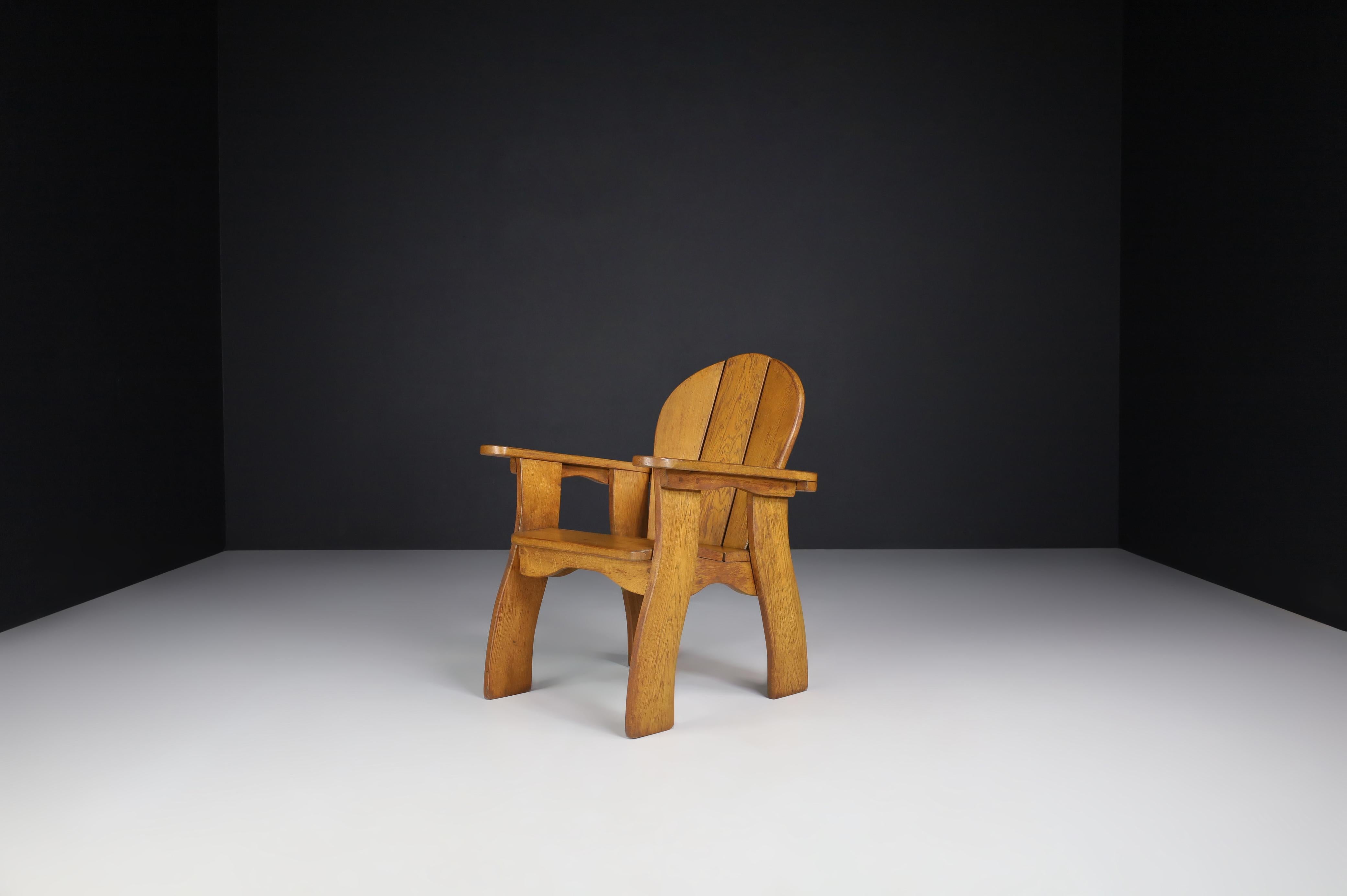 Skulpturale Sessel aus Eiche, Frankreich, 1960er Jahre im Angebot 2
