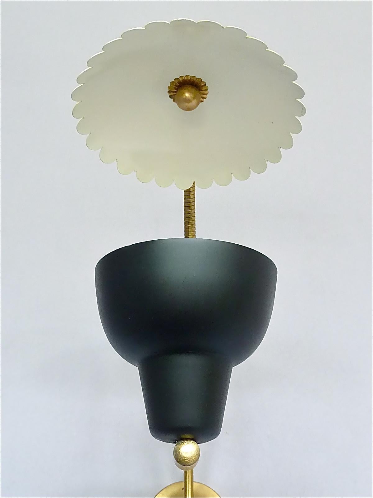 Sculptural Arredoluce Stilnovo Sconces Italian Lights Black Yellow Brass, 1950s  For Sale 3