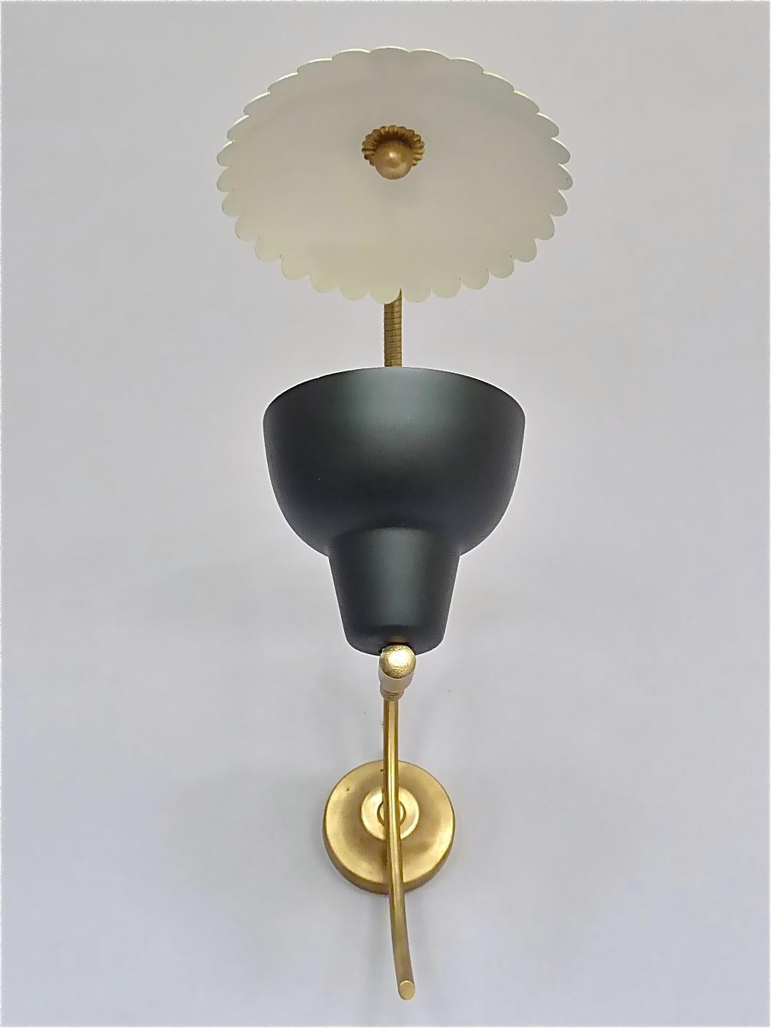 Sculptural Arredoluce Stilnovo Sconces Italian Lights Black Yellow Brass, 1950s  For Sale 2