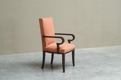 Chaise d'appoint sculpturale Art déco en velours et placage de macassar 1930