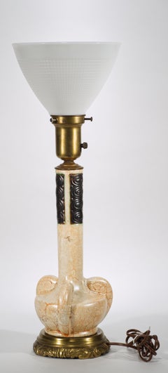 Sculptural Art Deco Baluster Urn Ceramic Table Lamp, 1940s-1950s