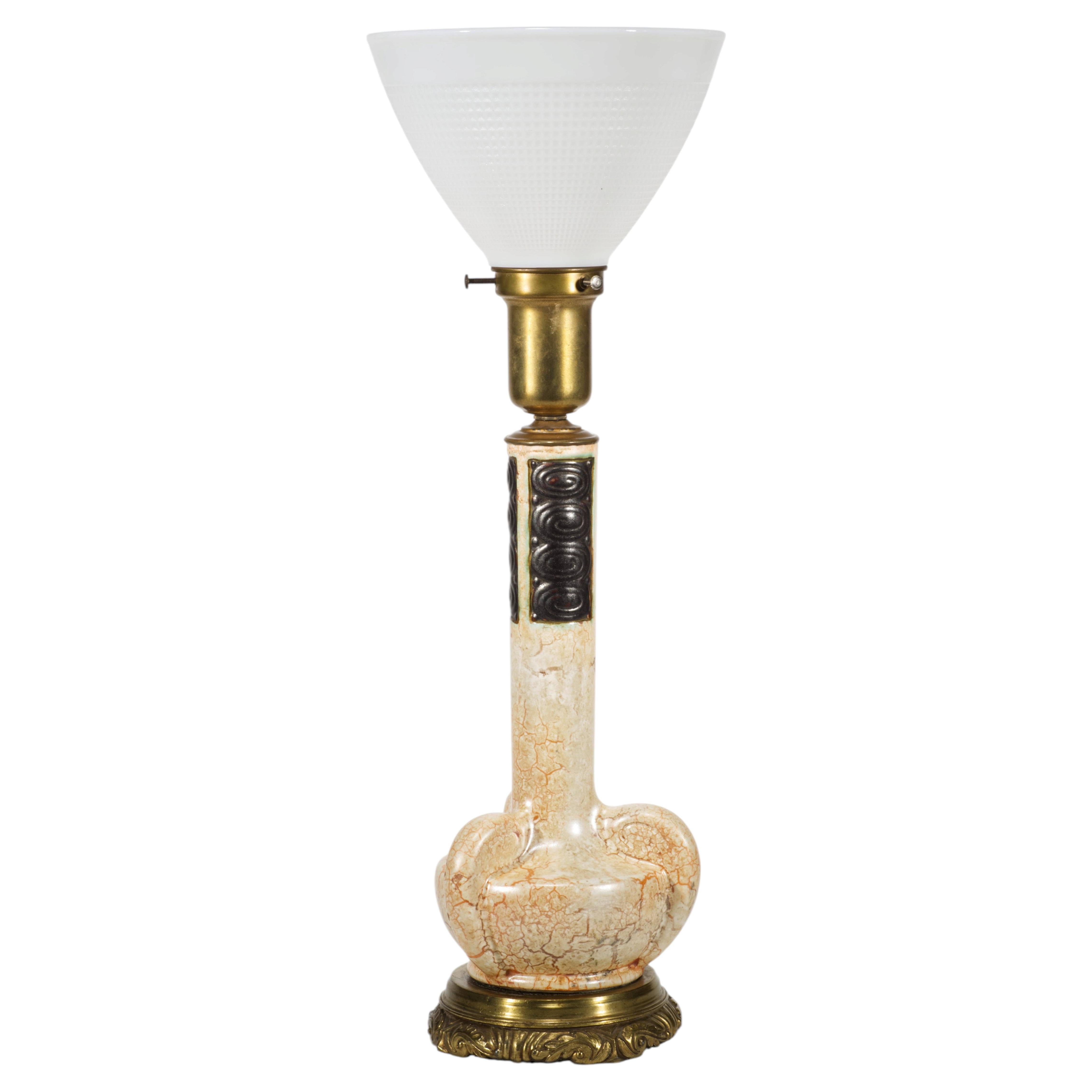 Sculptural Art Deco Baluster Urn Ceramic Table Lamp, 1940s-1950s