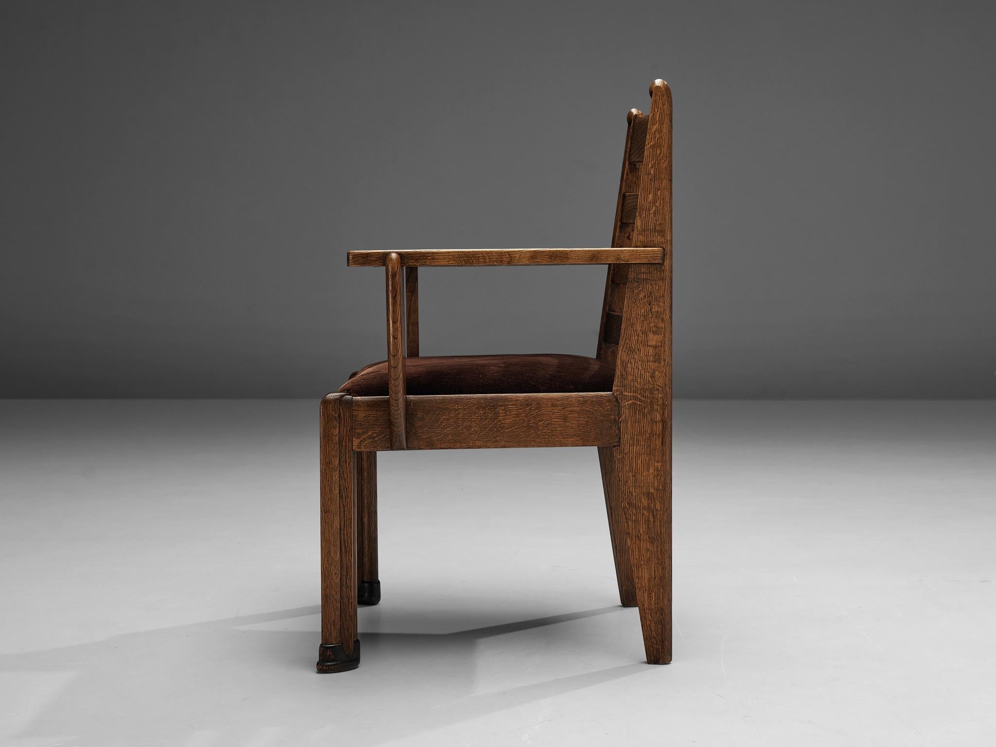 Sculptural Art Deco Chair in Stained Oak 5