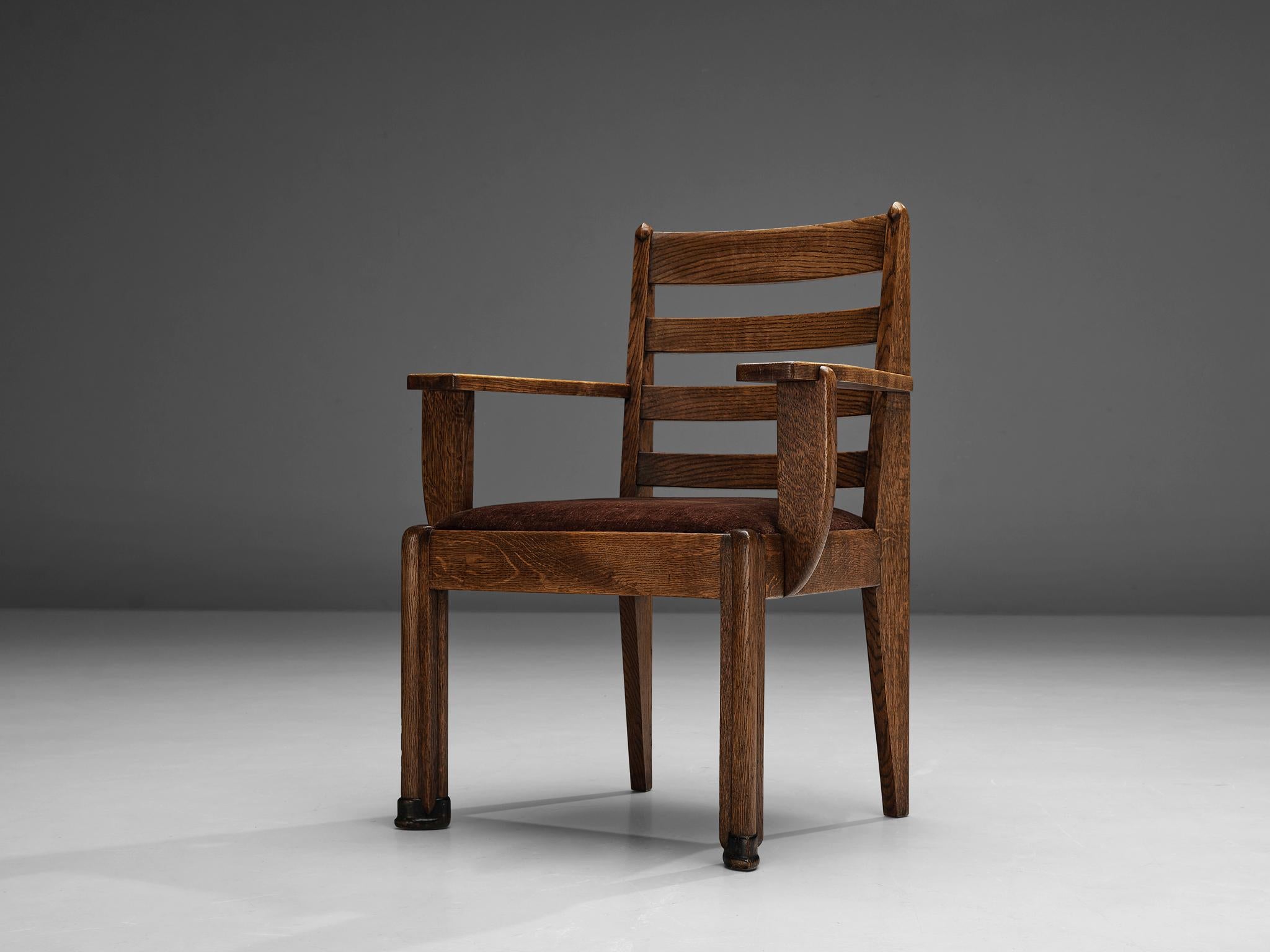 Sculptural Art Deco Chair in Stained Oak In Good Condition In Waalwijk, NL