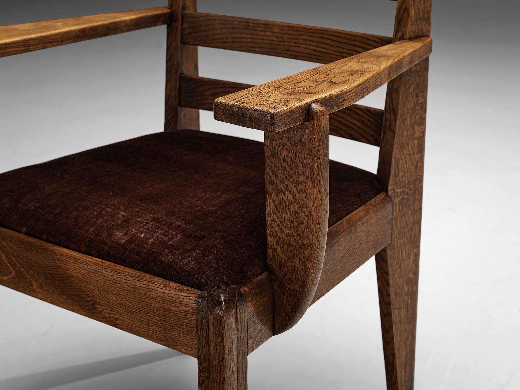 Early 20th Century Sculptural Art Deco Chair in Stained Oak