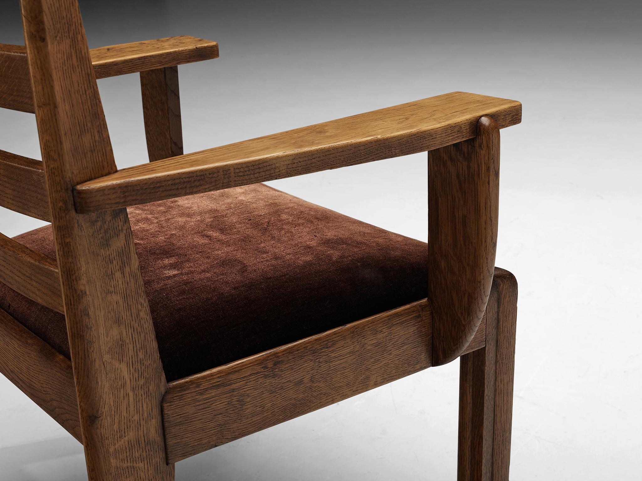 Sculptural Art Deco Chair in Stained Oak 2