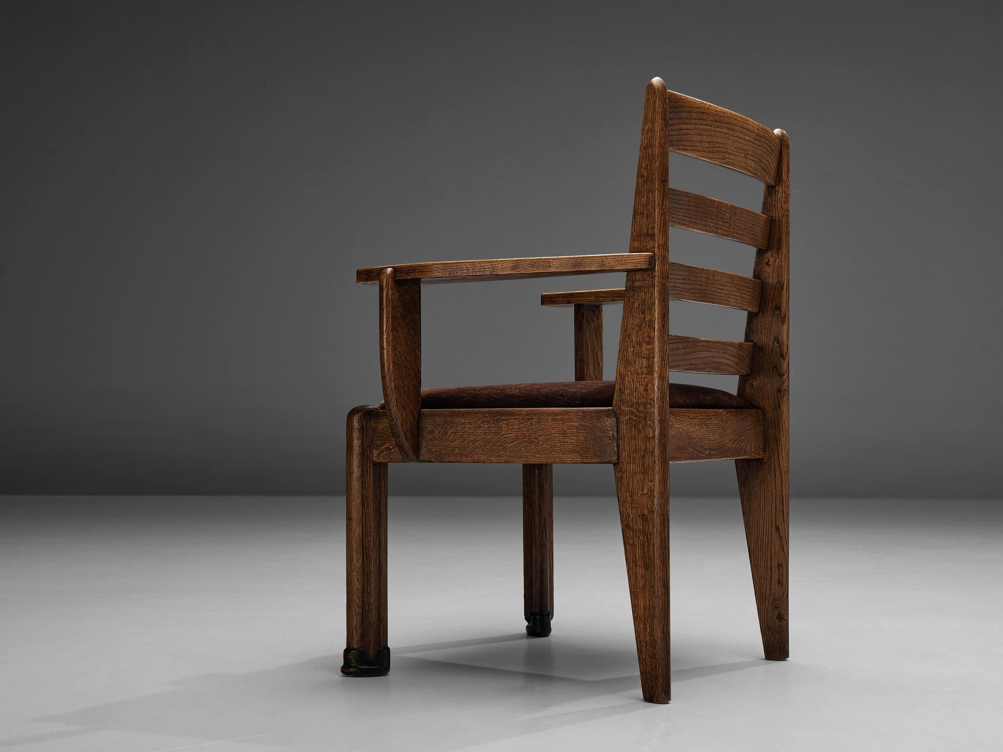 Sculptural Art Deco Chair in Stained Oak 3