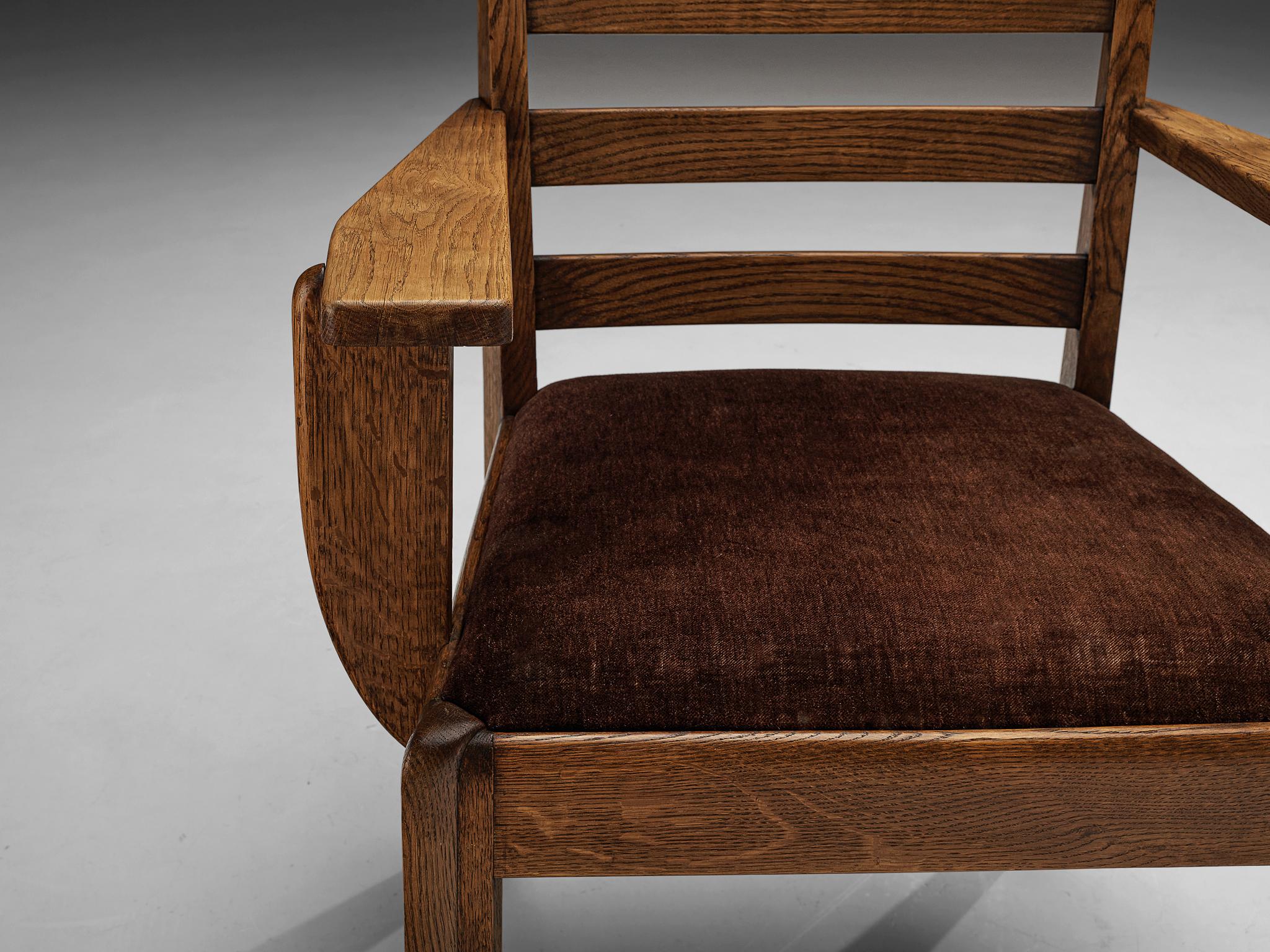 Sculptural Art Deco Chair in Stained Oak 4