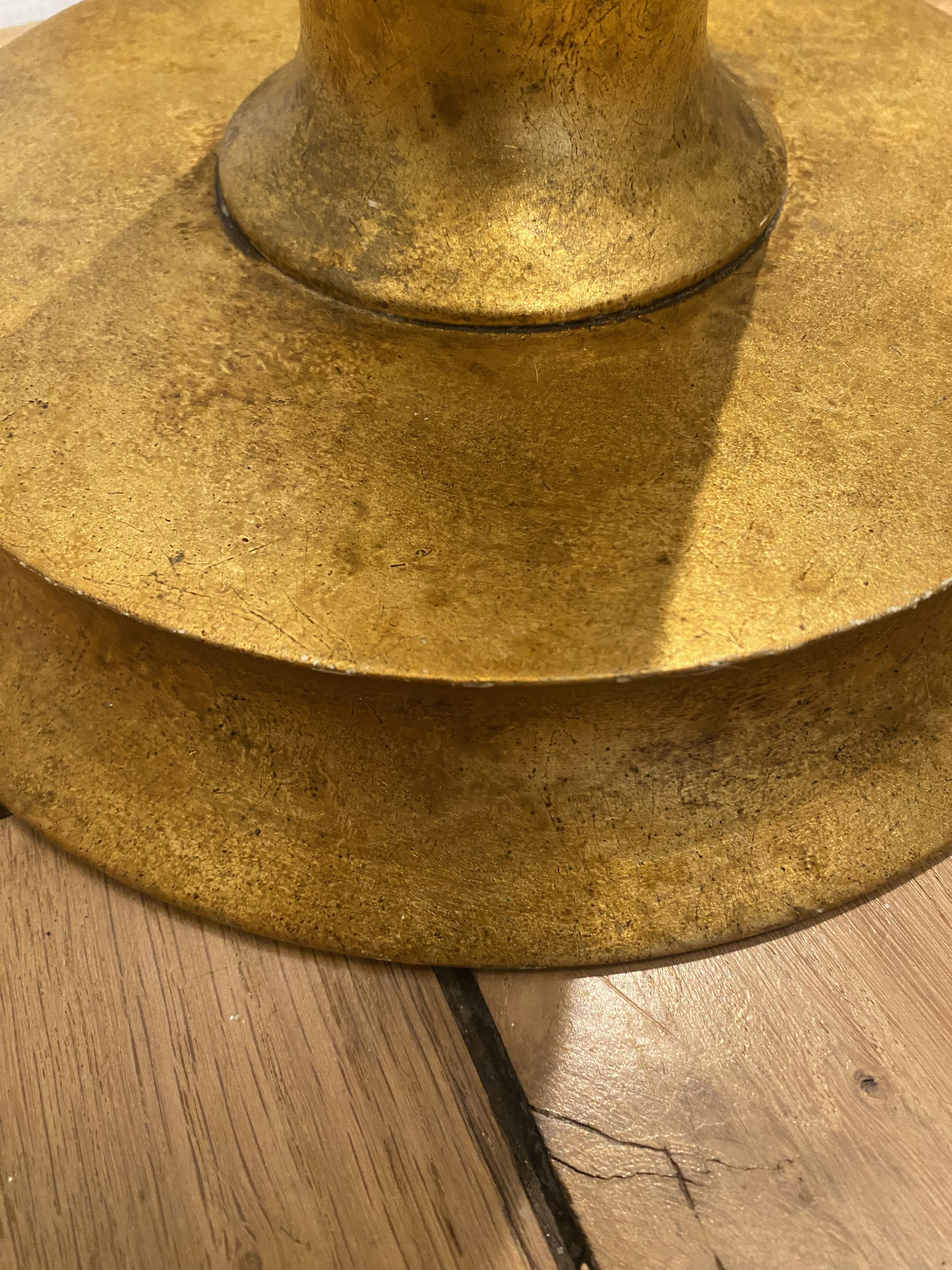 British Sculptural Art Deco Gilded Wood Lamp in the style of Giacometti, Porta Romana. For Sale