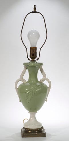 Sculptural Art Deco Handled Urn Ceramic Table Lamp, 1940s-1950s