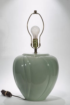 Sculptural Art Deco Large Urn Celadon Ceramic Table Lamp