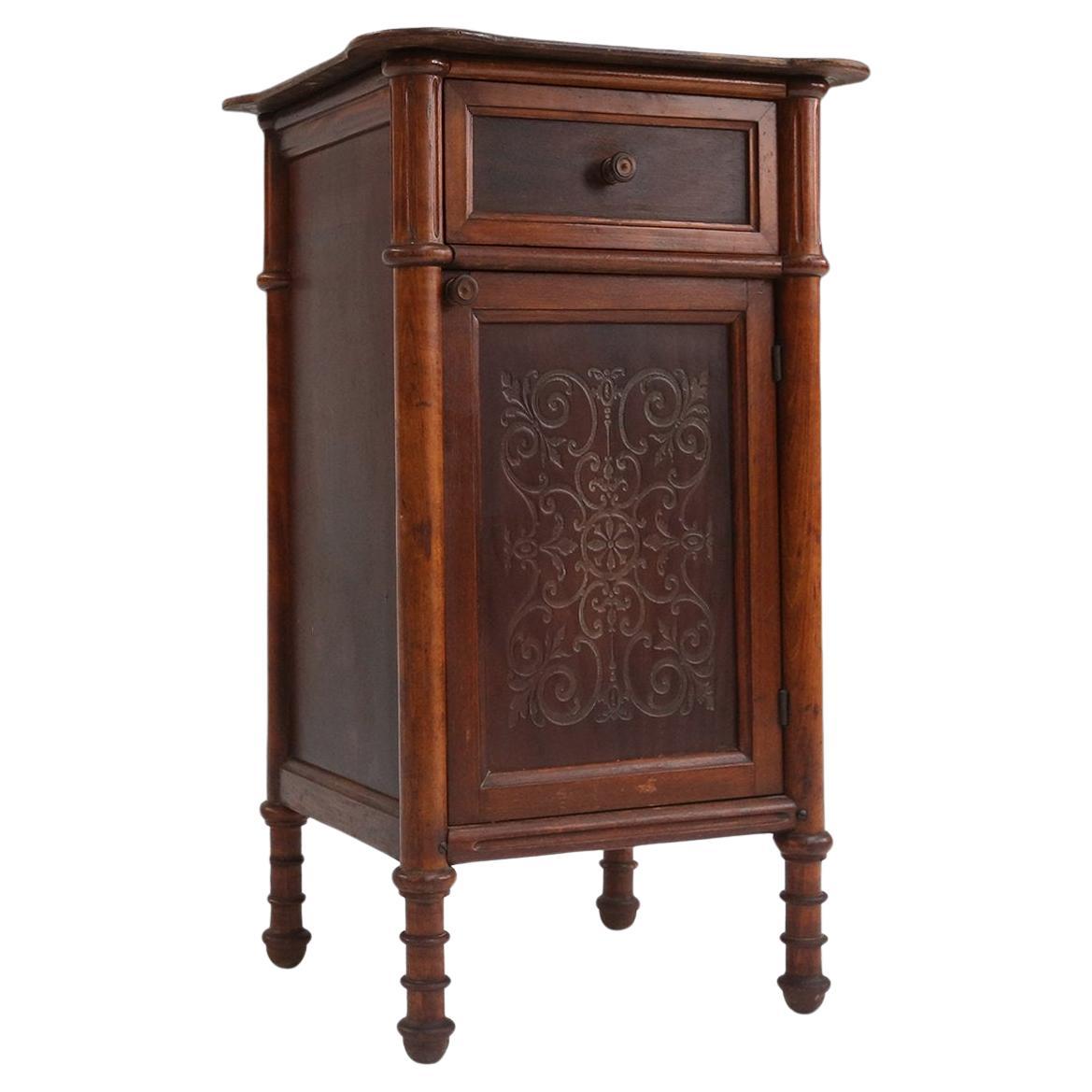 Sculptural Art Deco Nightstand in Dark-Stained Wood, Belgium 1930s