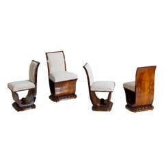 Sculptural Art Deco Side Chairs, Italy, 1930s/40s