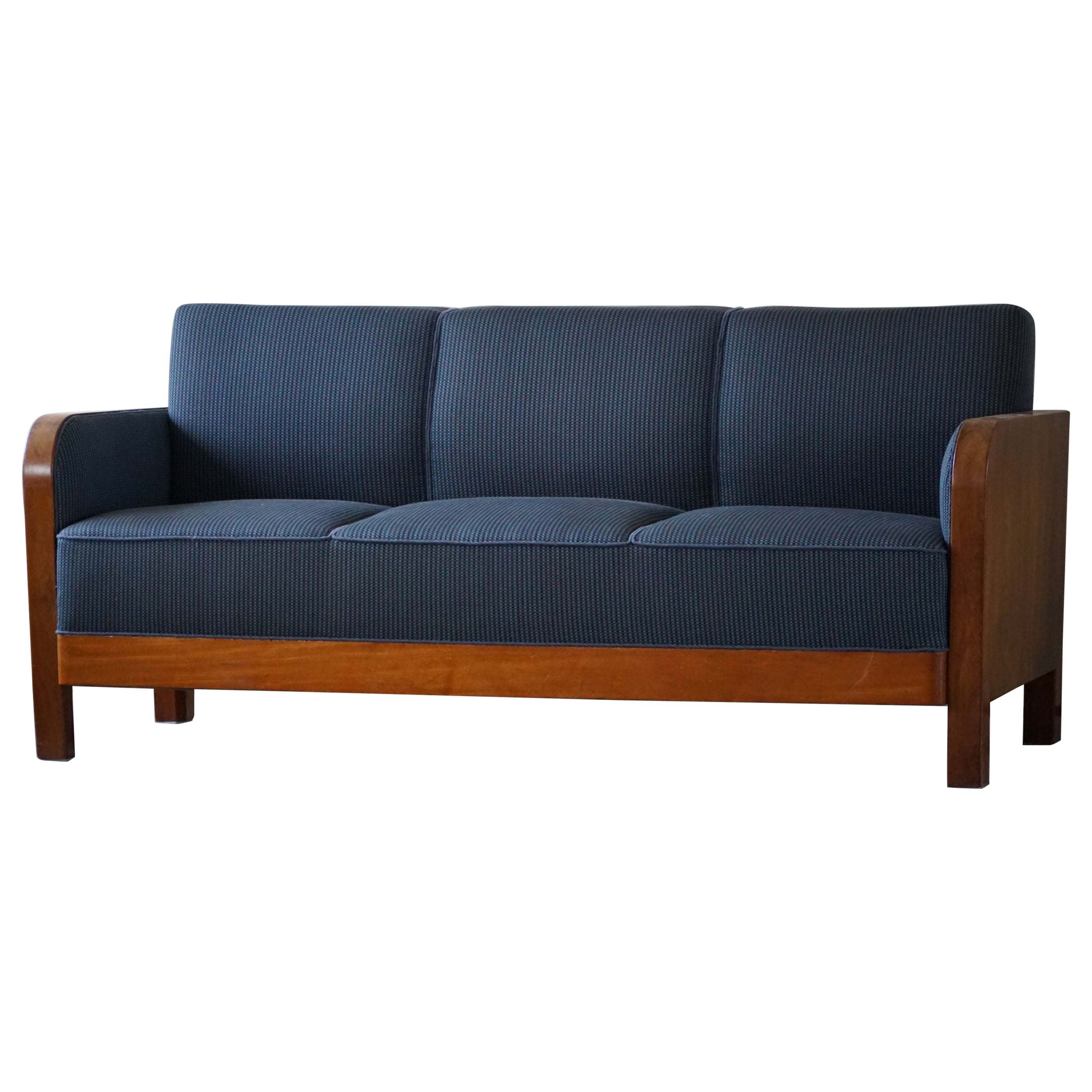 Sculptural Art Deco Sofa, Danish Cabinetmaker, Made in 1930s