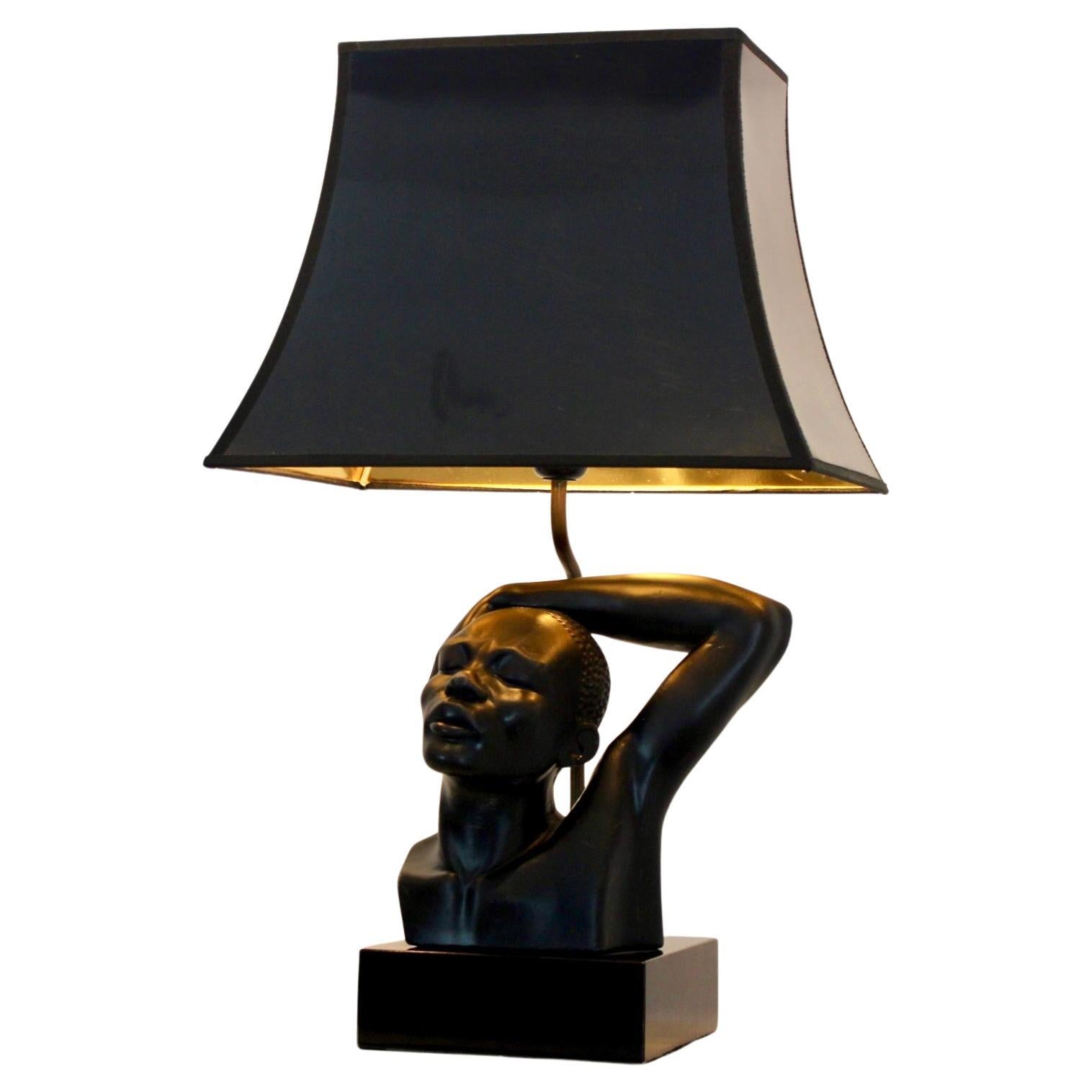 Sculptural Art Deco–Style Table Lamp by Deknudt, Belgium For Sale
