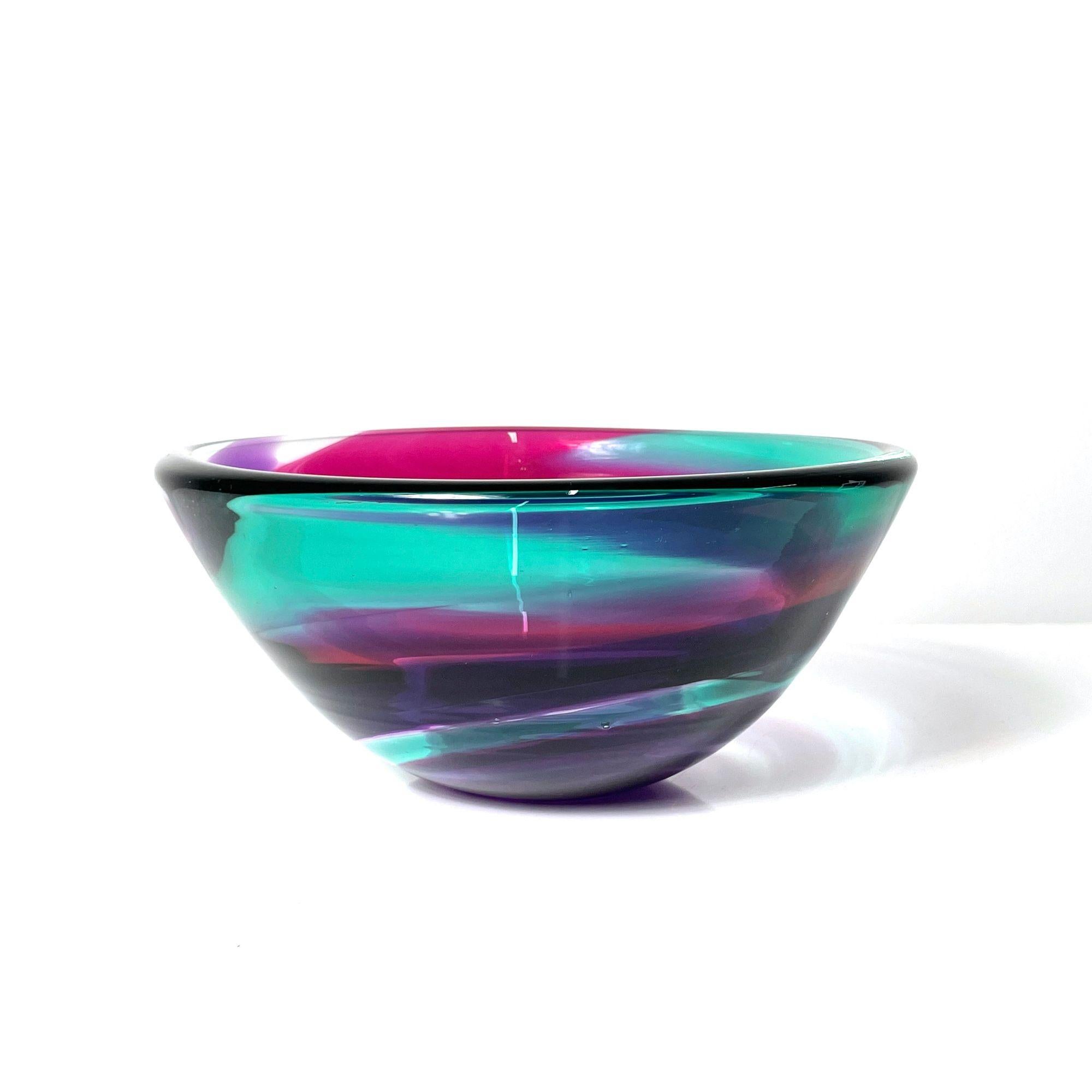 Modern Sculptural Art Glass Bowl by Leon Applebaum circa 1980s For Sale