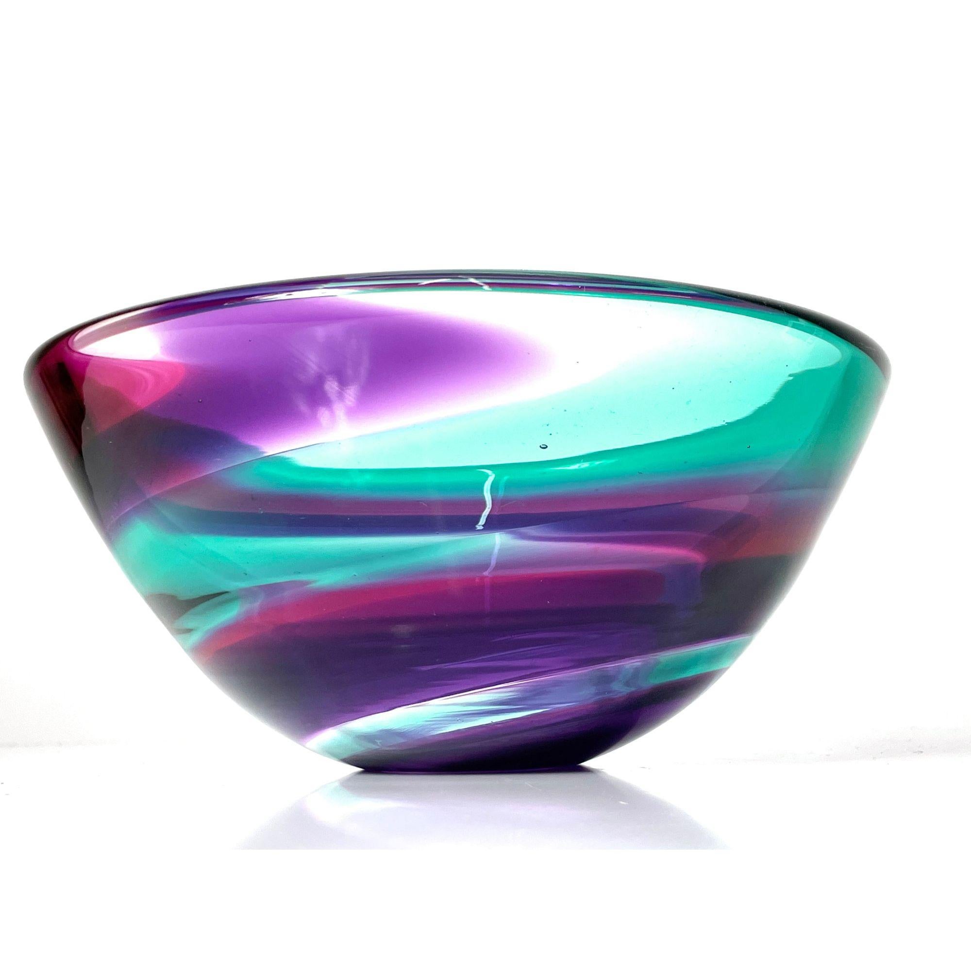 20th Century Sculptural Art Glass Bowl by Leon Applebaum circa 1980s For Sale