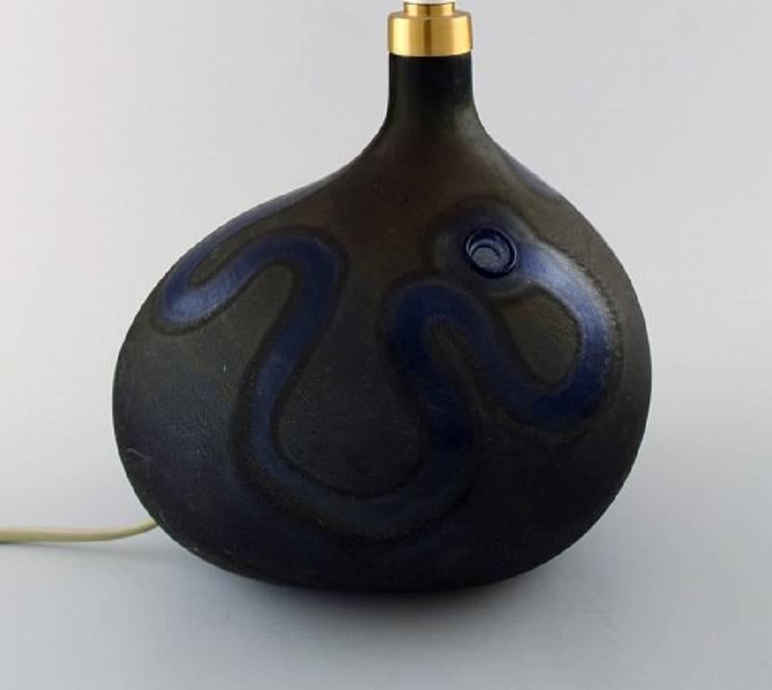 Scandinavian Modern Sculptural Art Glass Lamp by Michael Bang for Holmegaard, Denmark, circa 1970s