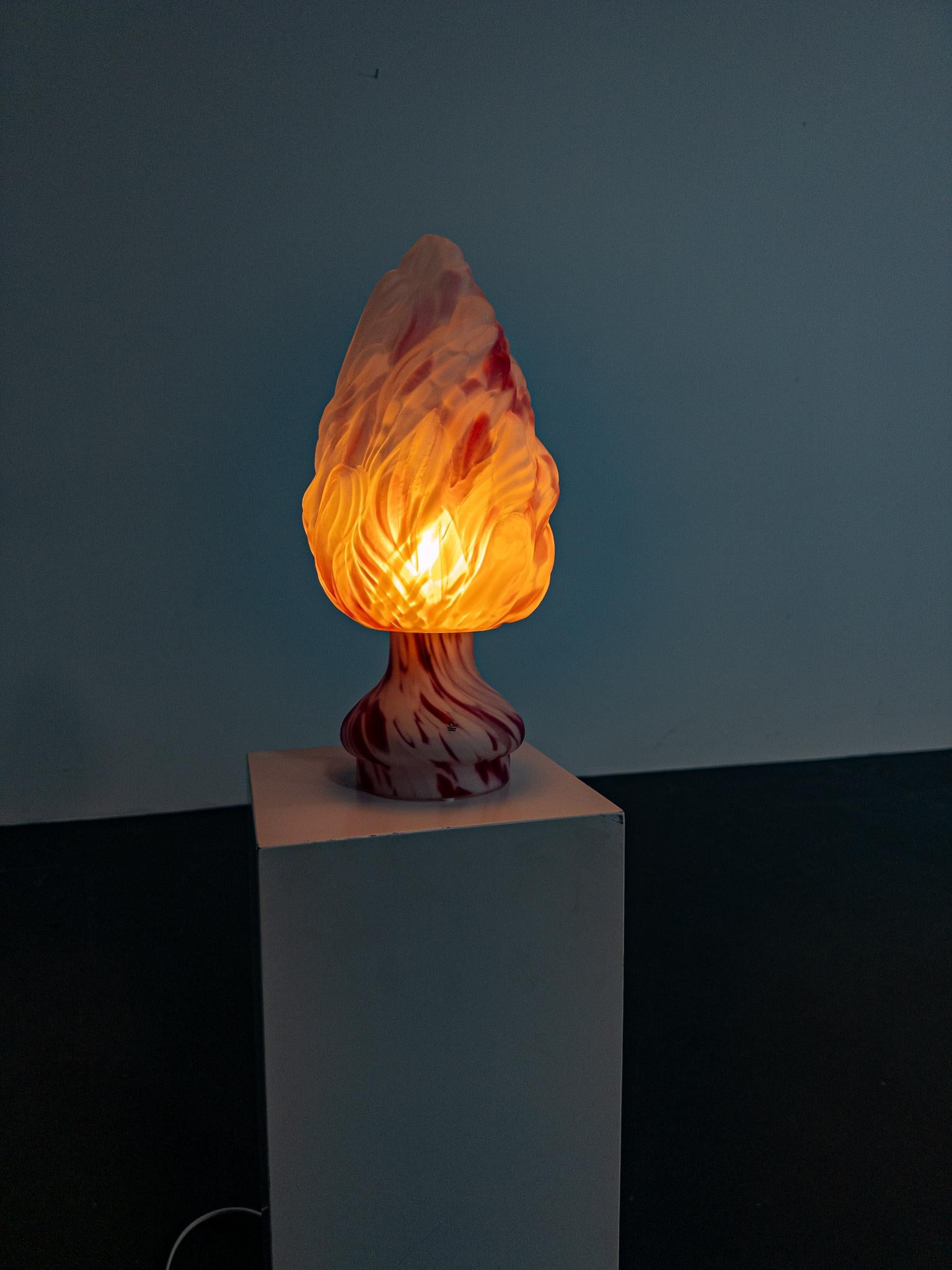 Scandinavian Modern Sculptural Art Glass Table Lamp by Monica Backström for Pukeberg, 1970s For Sale
