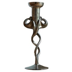 Antique Sculptural Art Nouveau Candle Holder in Mercury Glass 1920s