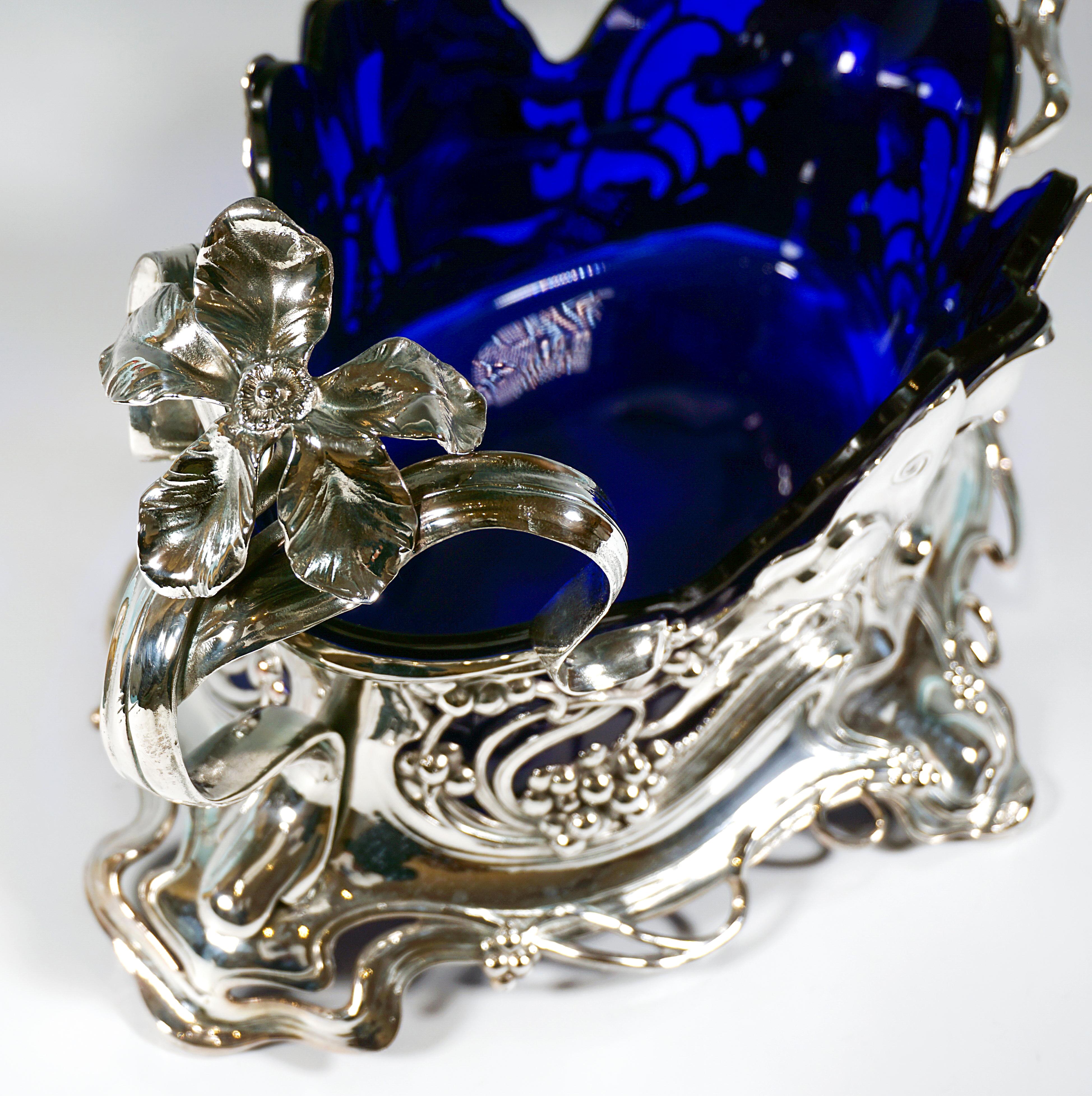 Early 20th Century Sculptural Art Nouveau Jardinière With Butterflies And Tendrils, WMF, Germany