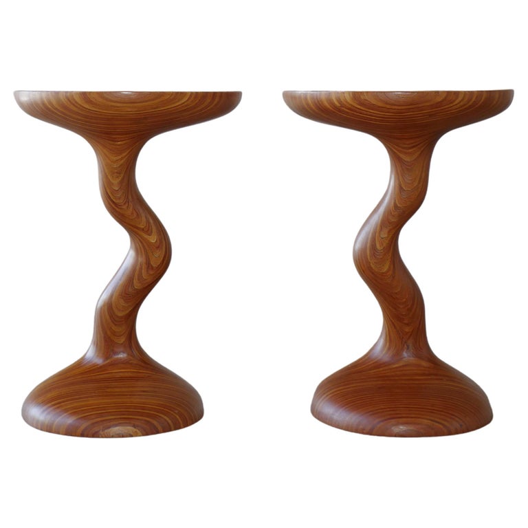 Sculptural Artisan Wood Side Tables by Michael Gilmartin, a Pair at 1stDibs