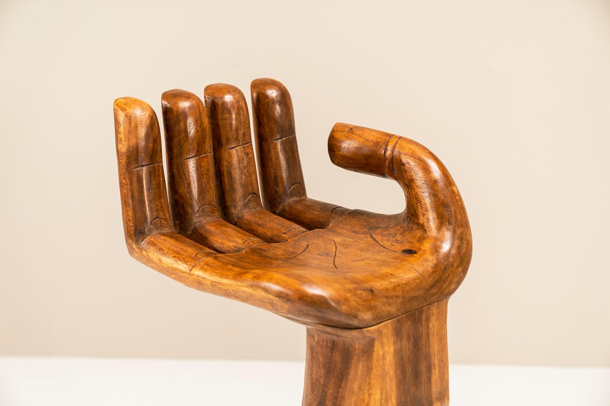 Sculptural Artisanal Hand-Shaped Stools in Wood, 1970s In Good Condition In Hellouw, NL