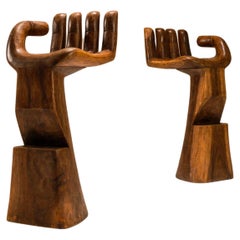 Sculptural Artisanal Hand-Shaped Stools in Wood, 1970s