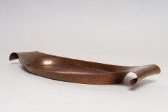 Sculptural Arts and Crafts Copper Gondola Oval Tray Attributed to W.A.S. Benson