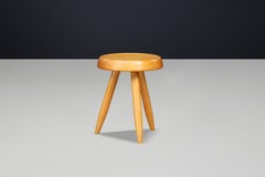 Sculptural Ash Stool in the Style of Charlotte Perriand “Berger”, France 1970s