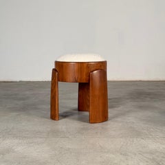 Sculptural Ash Wood Stool with Dedar Milano Bouclé Ivory by FORME