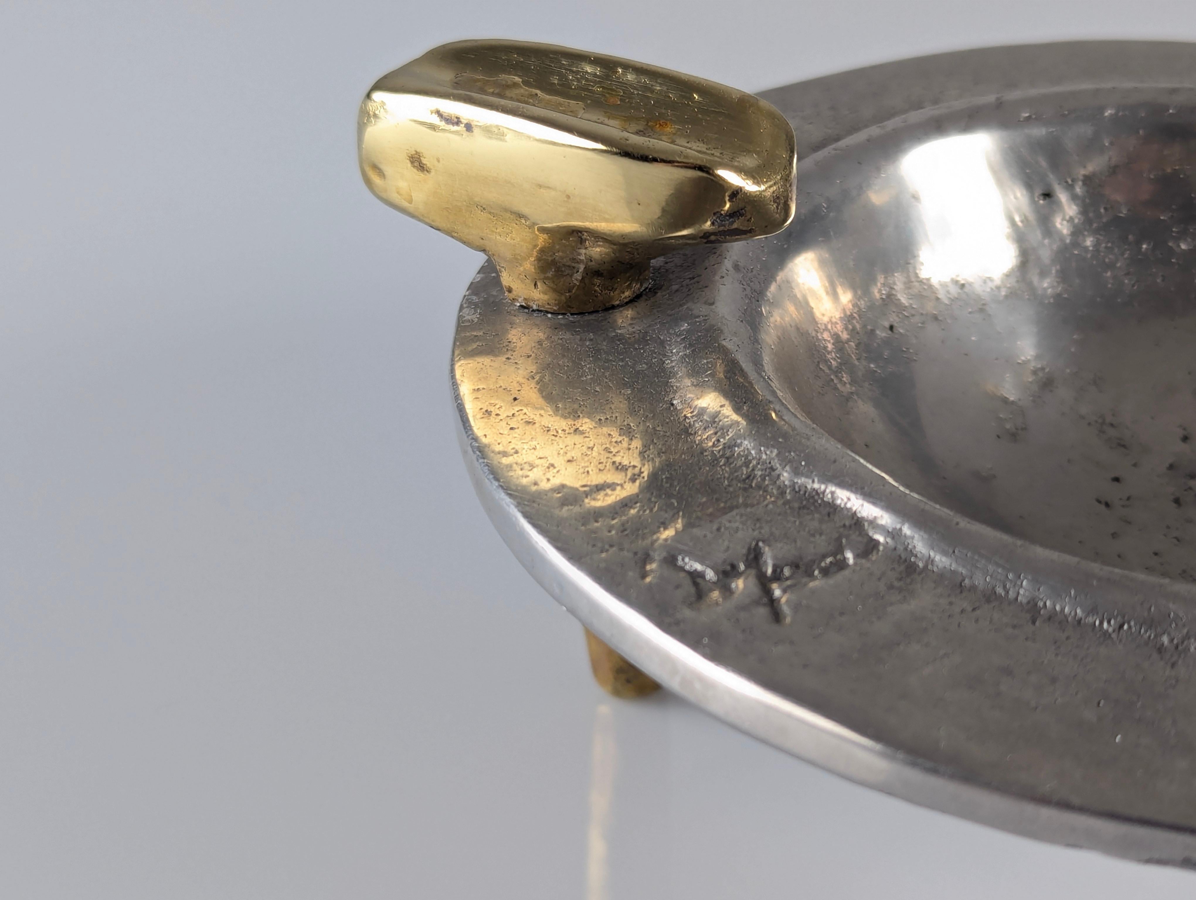 Brutalist Sculptural Ashtray Signed by David Marshall, 1980s