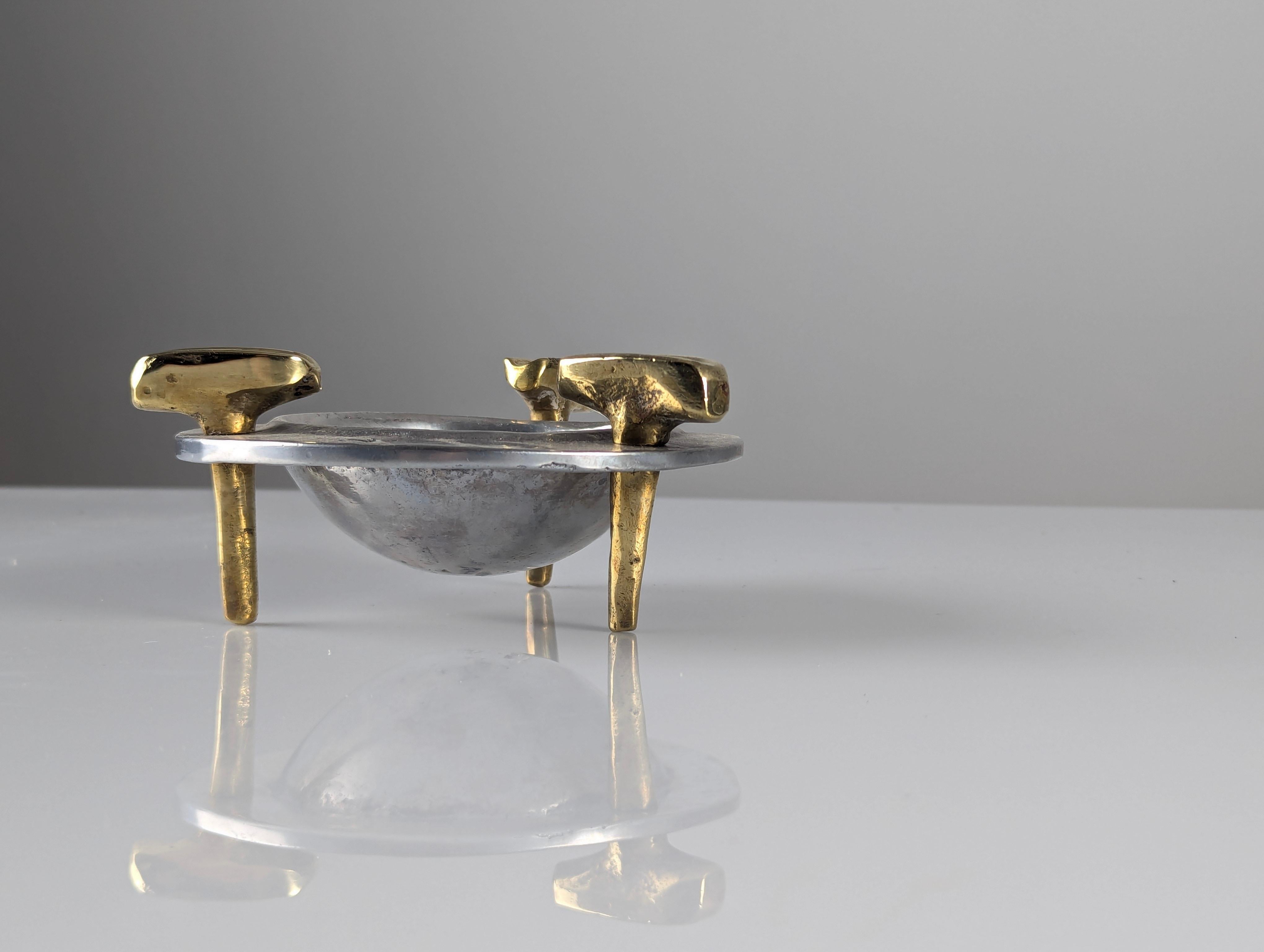 Aluminum Sculptural Ashtray Signed by David Marshall, 1980s