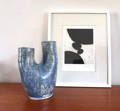Sculptural Asymetric Blue Danish Ceramic Vase by Dale, 1970s