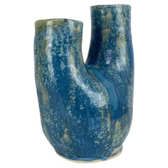 Sculptural Asymetric Blue Danish Ceramic Vase by Dale, 1970s