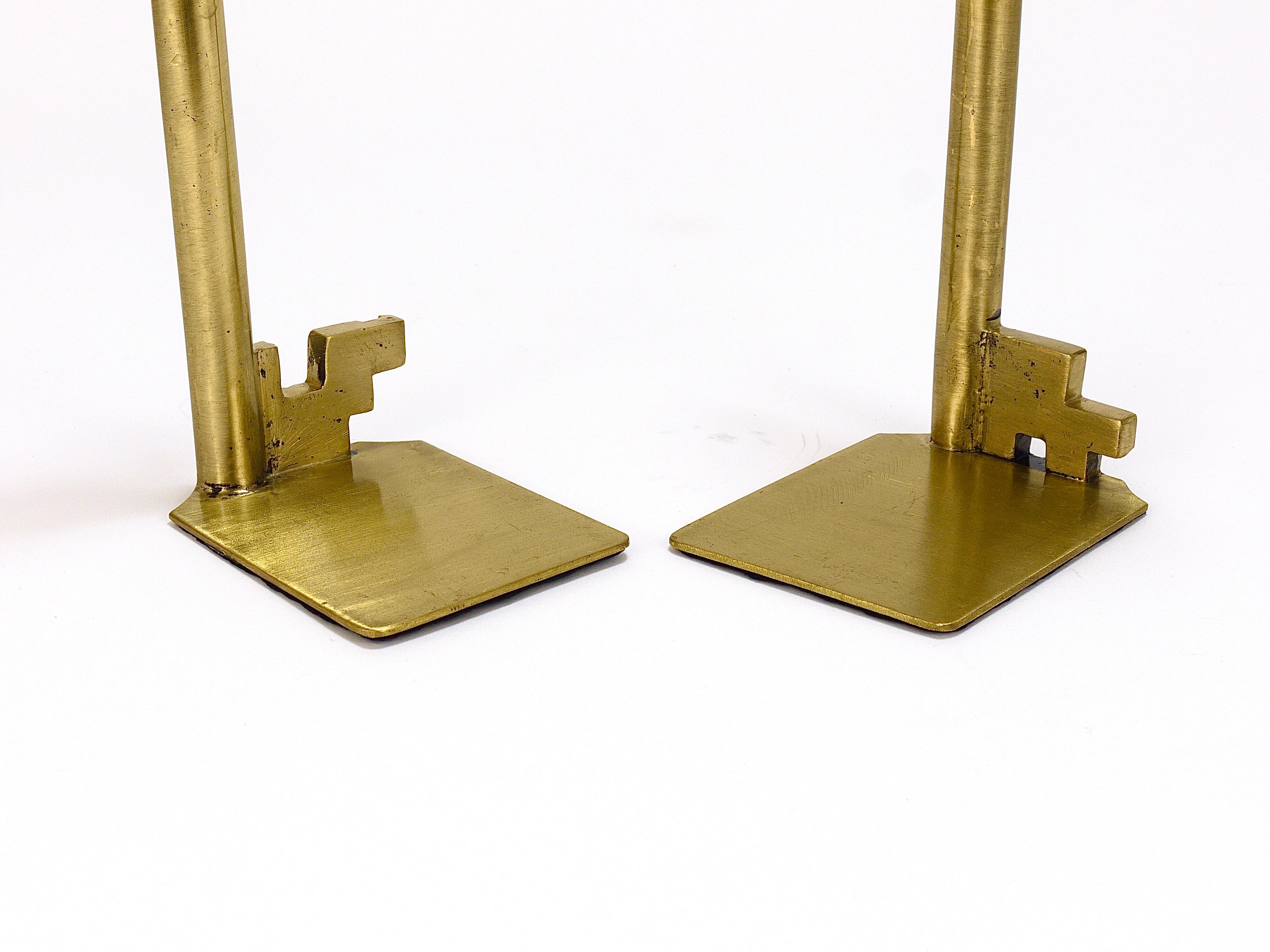 Sculptural Austrian Midcentury Brass Key Book Ends from the, 1950s For Sale 5