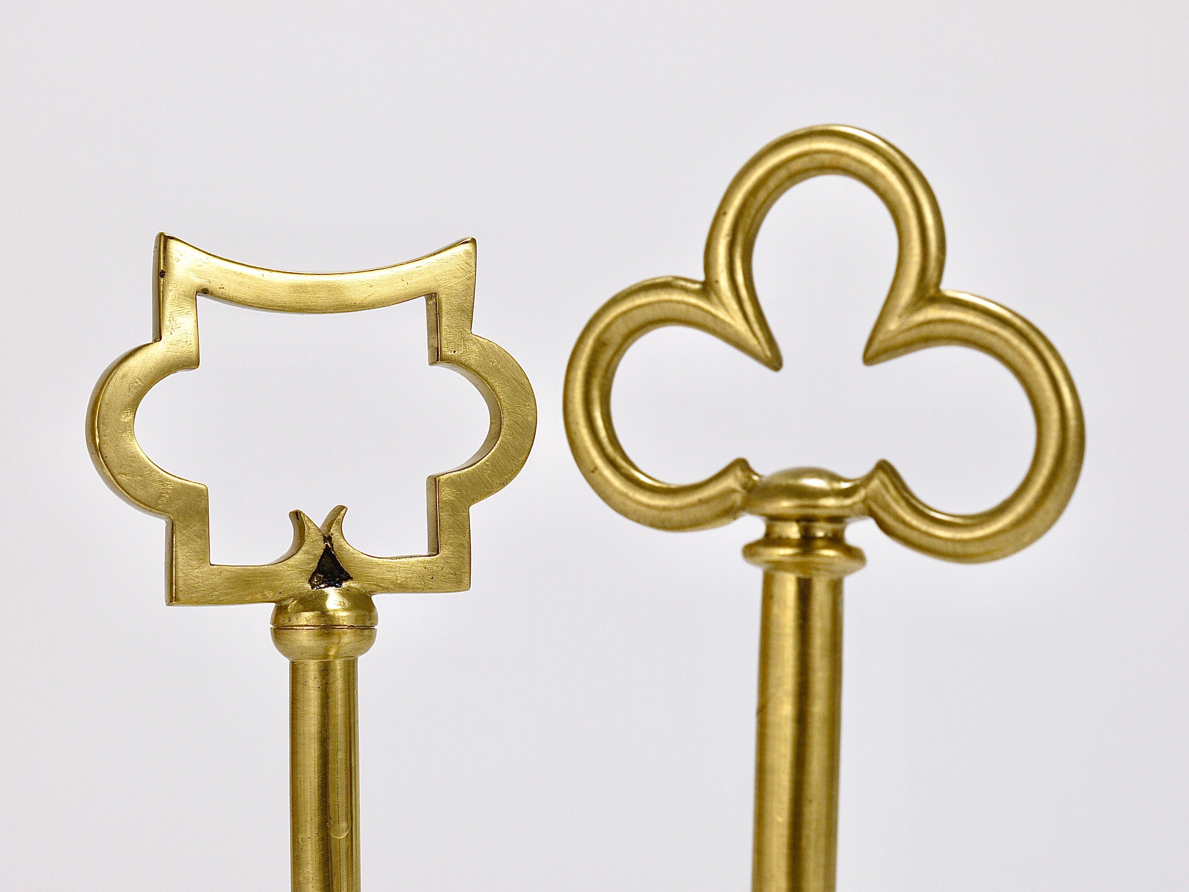 Sculptural Austrian Midcentury Brass Key Book Ends from the, 1950s For Sale 7