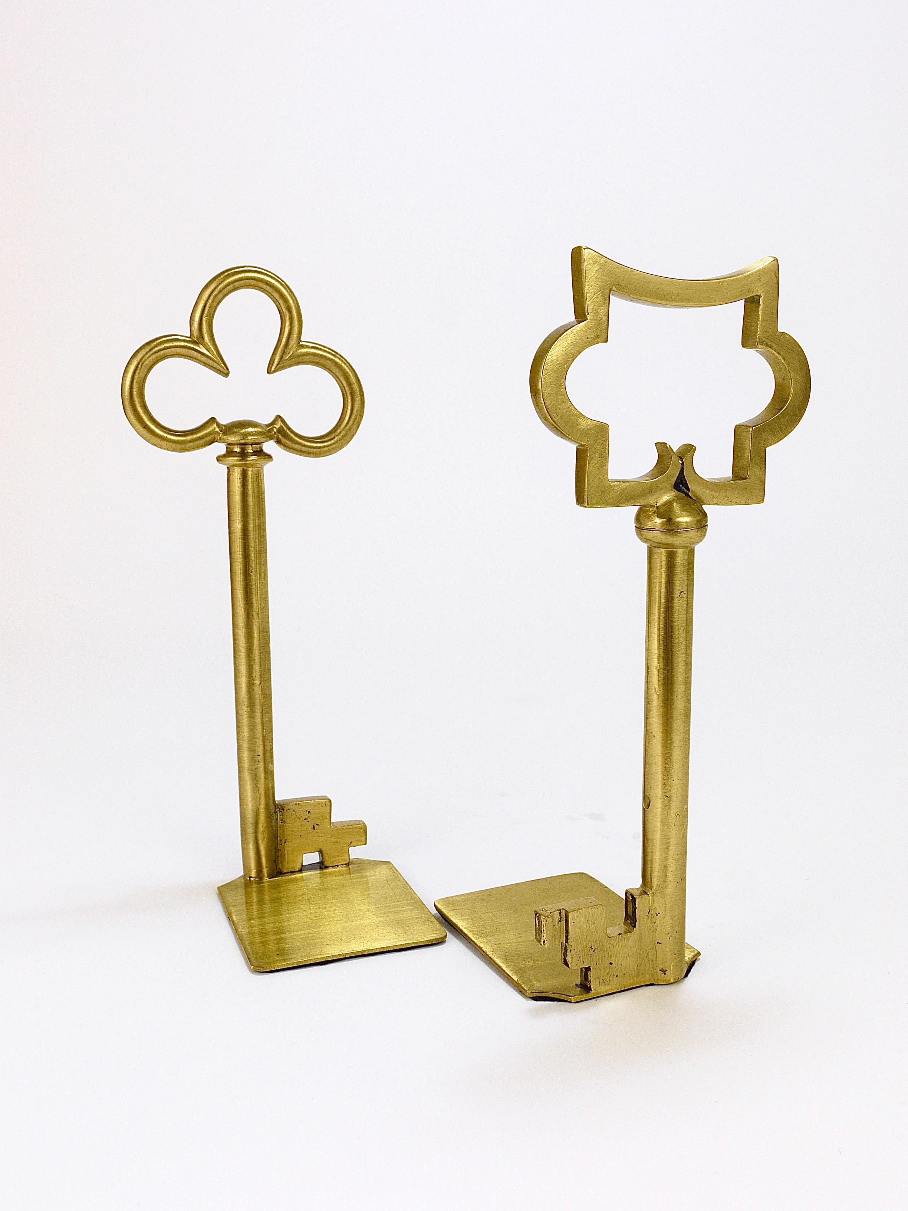 Sculptural Austrian Midcentury Brass Key Book Ends from the, 1950s For Sale 11