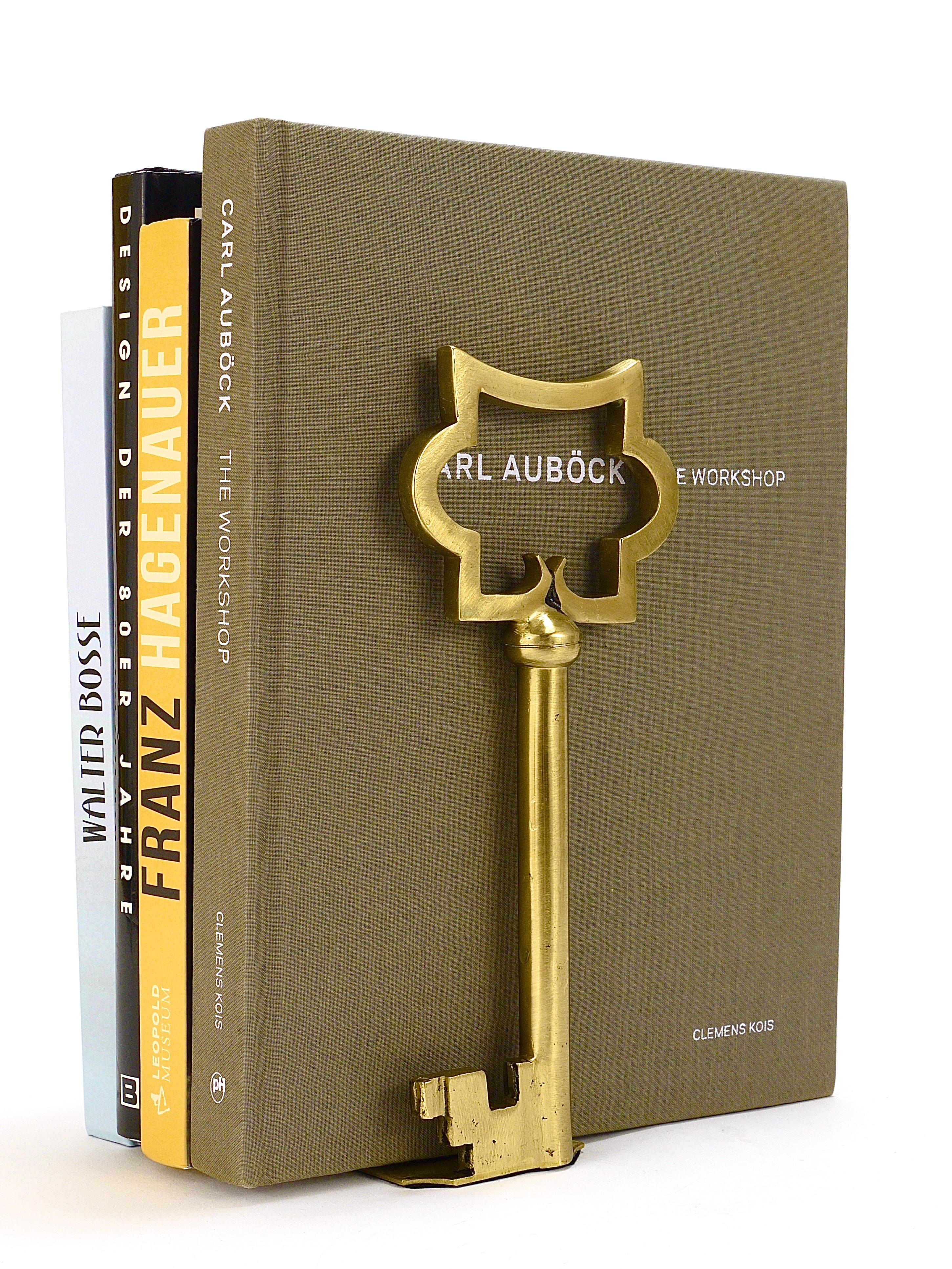 Mid-Century Modern Sculptural Austrian Midcentury Brass Key Book Ends from the, 1950s For Sale