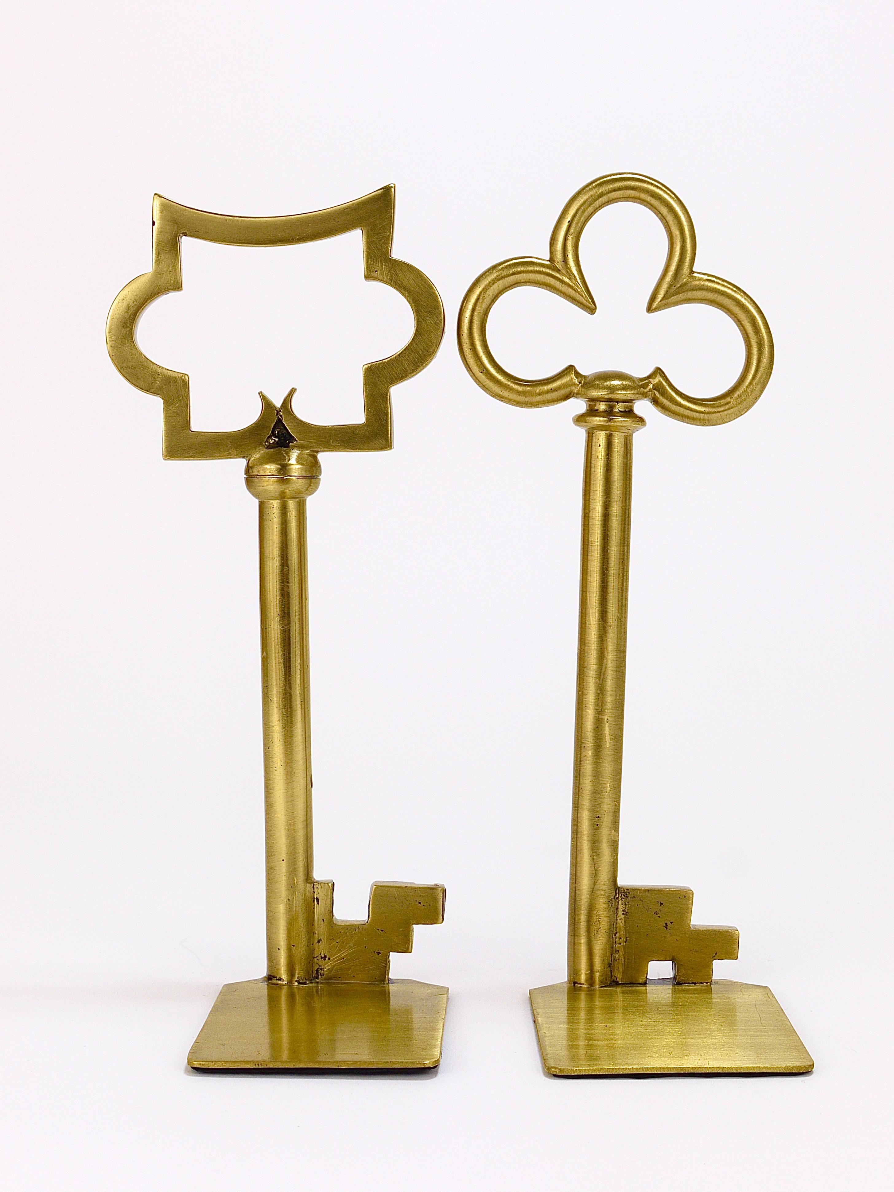 20th Century Sculptural Austrian Midcentury Brass Key Book Ends from the, 1950s For Sale