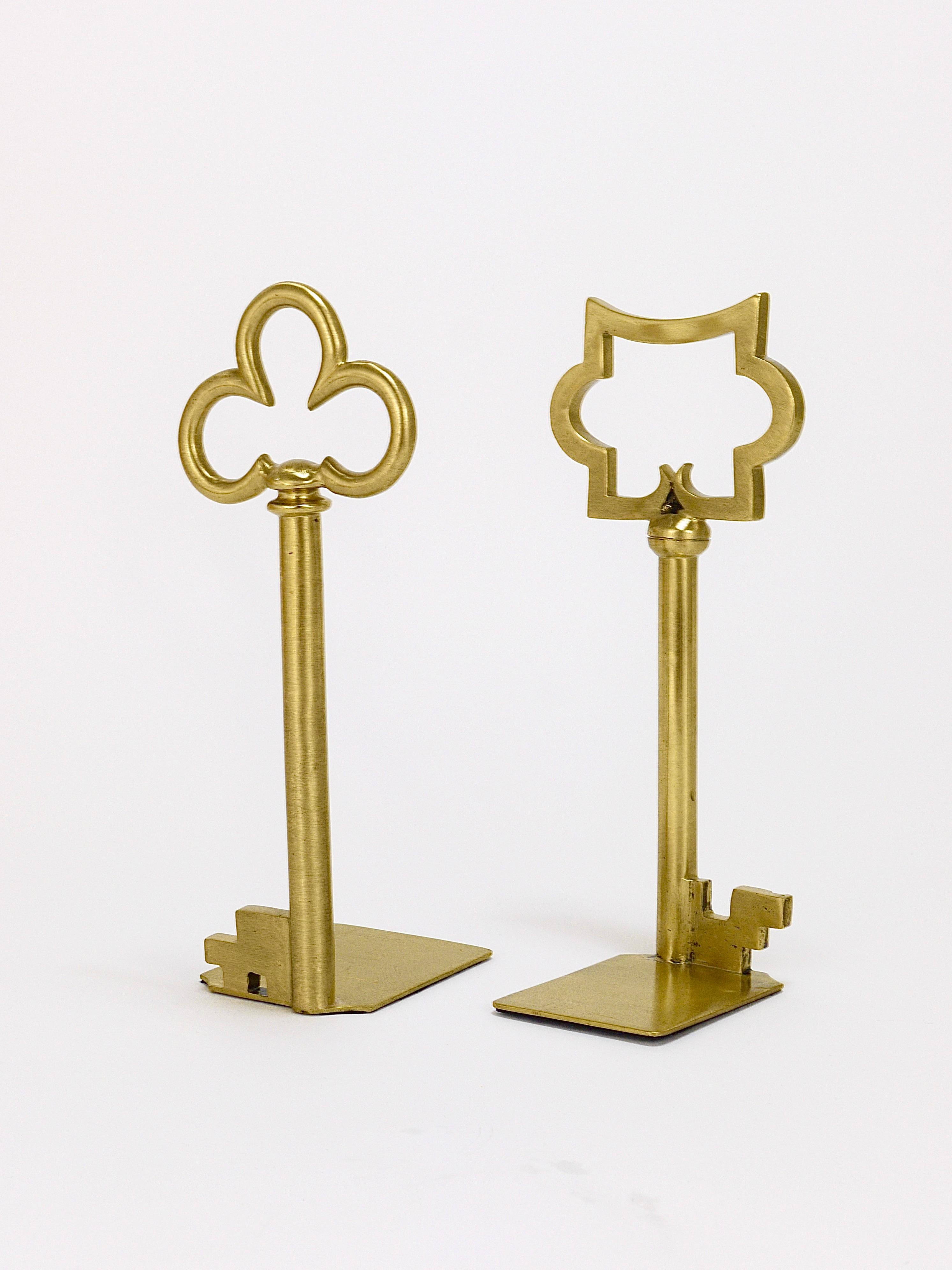 Sculptural Austrian Midcentury Brass Key Book Ends from the, 1950s For Sale 2