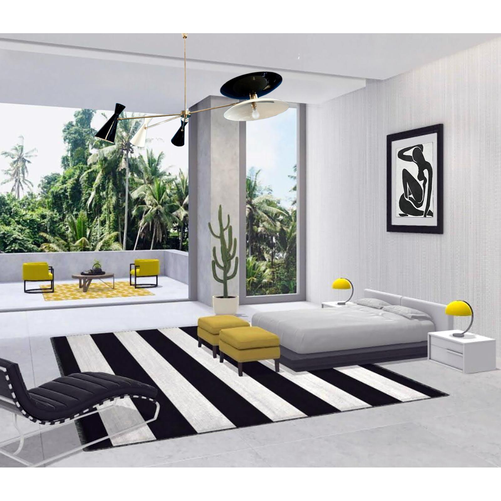 Mid-Century moderno Lampadario scultoreo a 4 bracci in ottone italiano, stile metà del secolo scorso, su misura in vendita