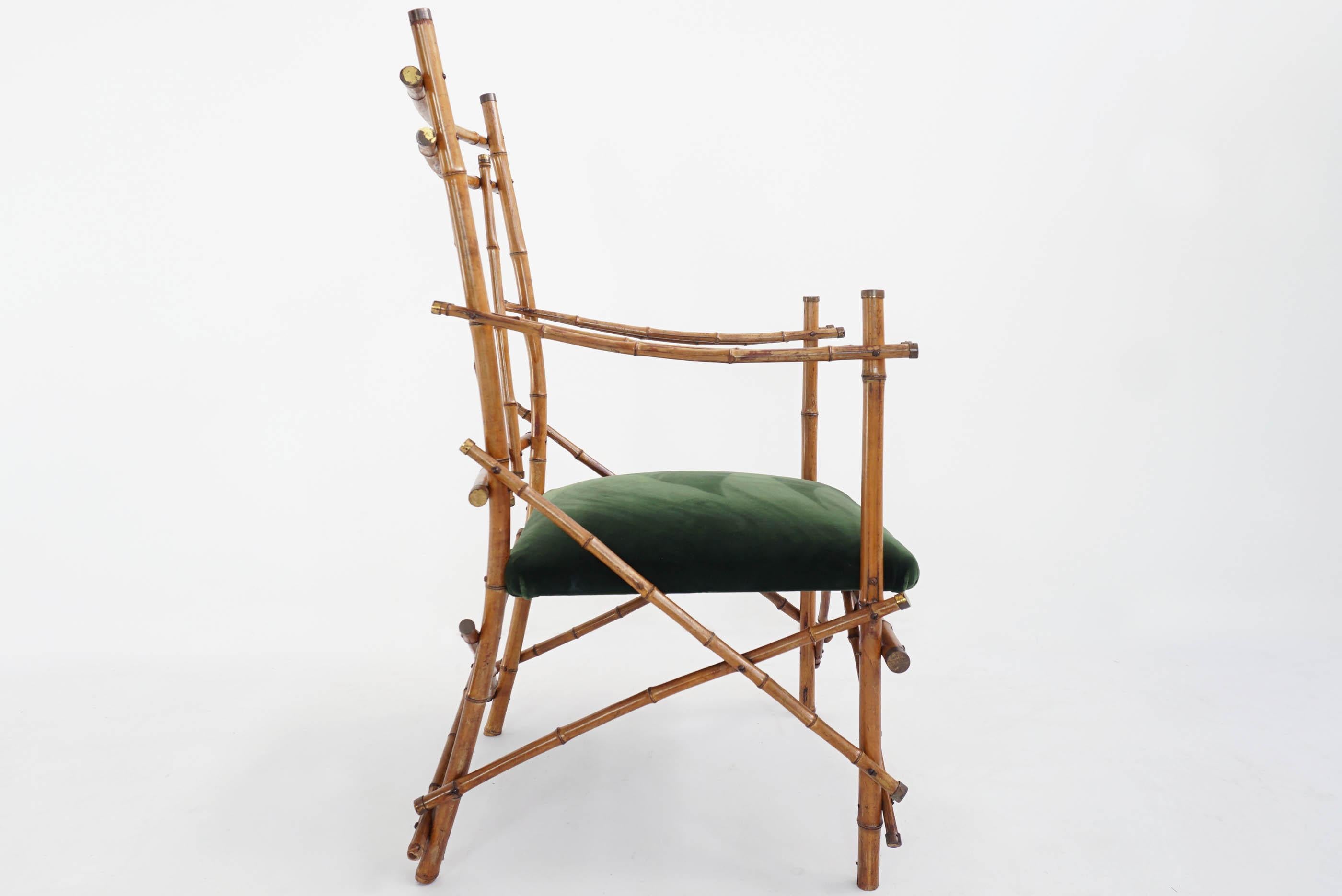 Mid-Century Modern Sculptural Bamboo Armchair, Italy, 1960
