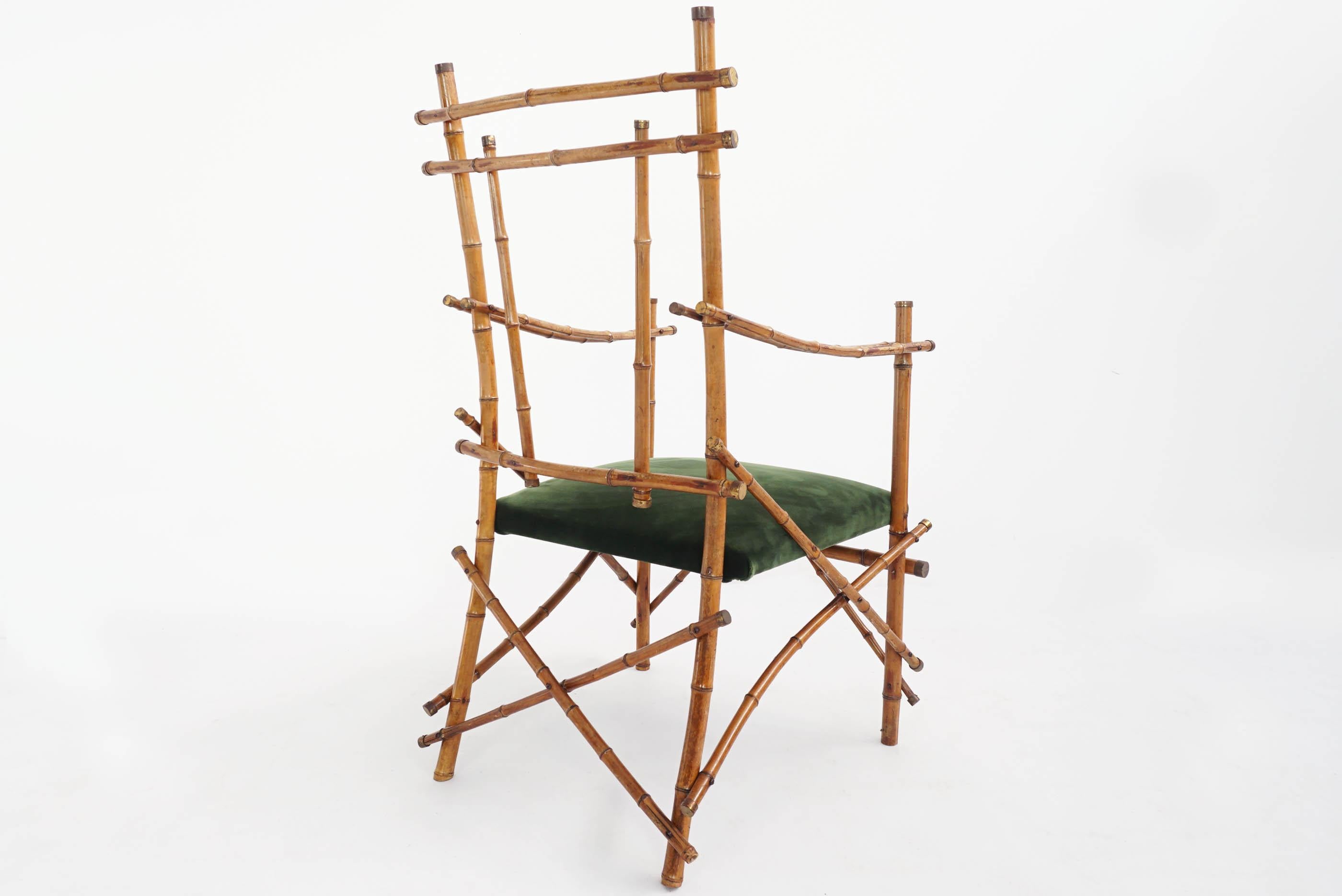 Sculptural Bamboo Armchair, Italy, 1960 In Good Condition In Morbio Inferiore, CH