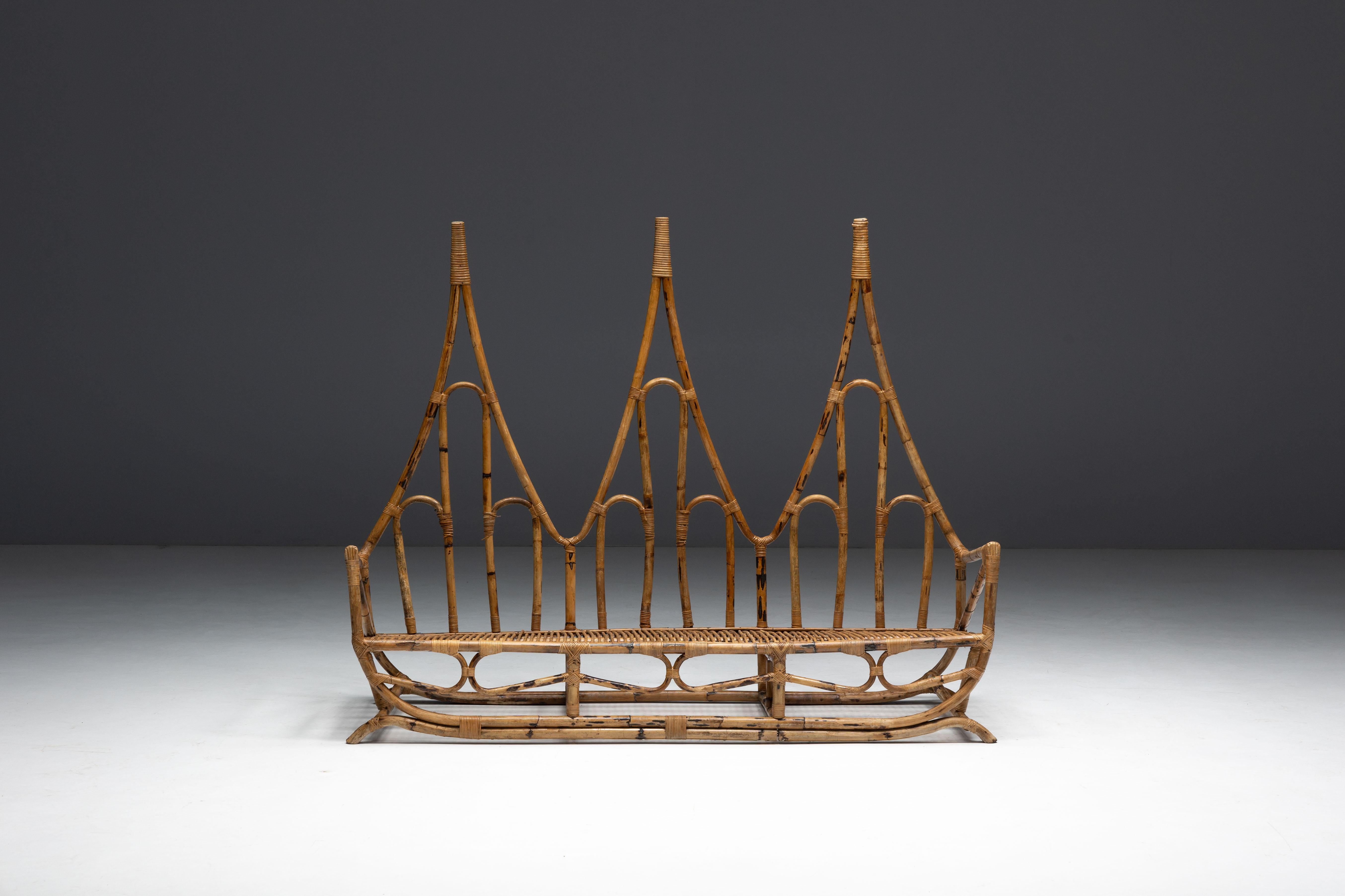 Sculptural Bamboo Bench, Italy, 1960s For Sale 4