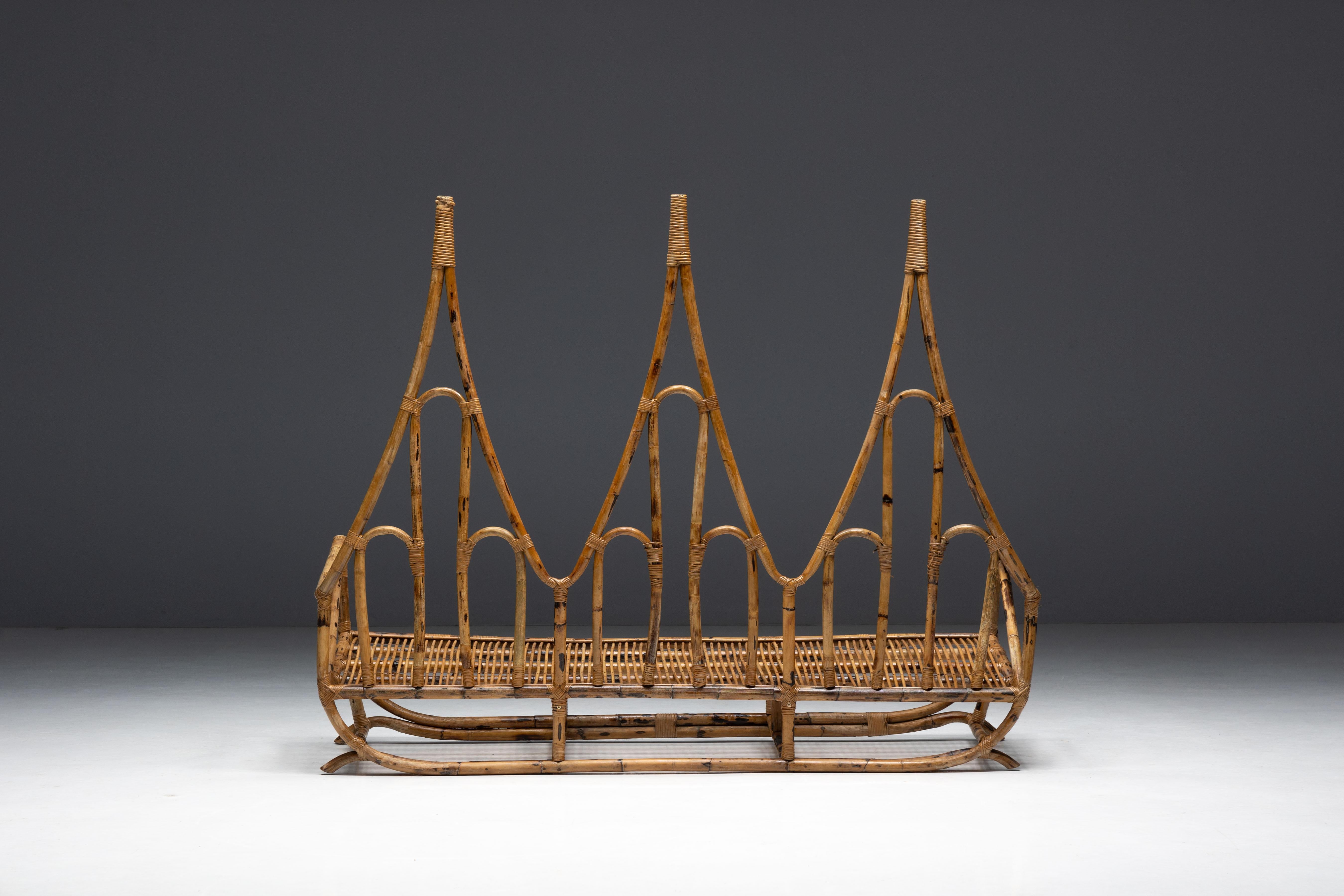 Sculptural Bamboo Bench, Italy, 1960s For Sale 7