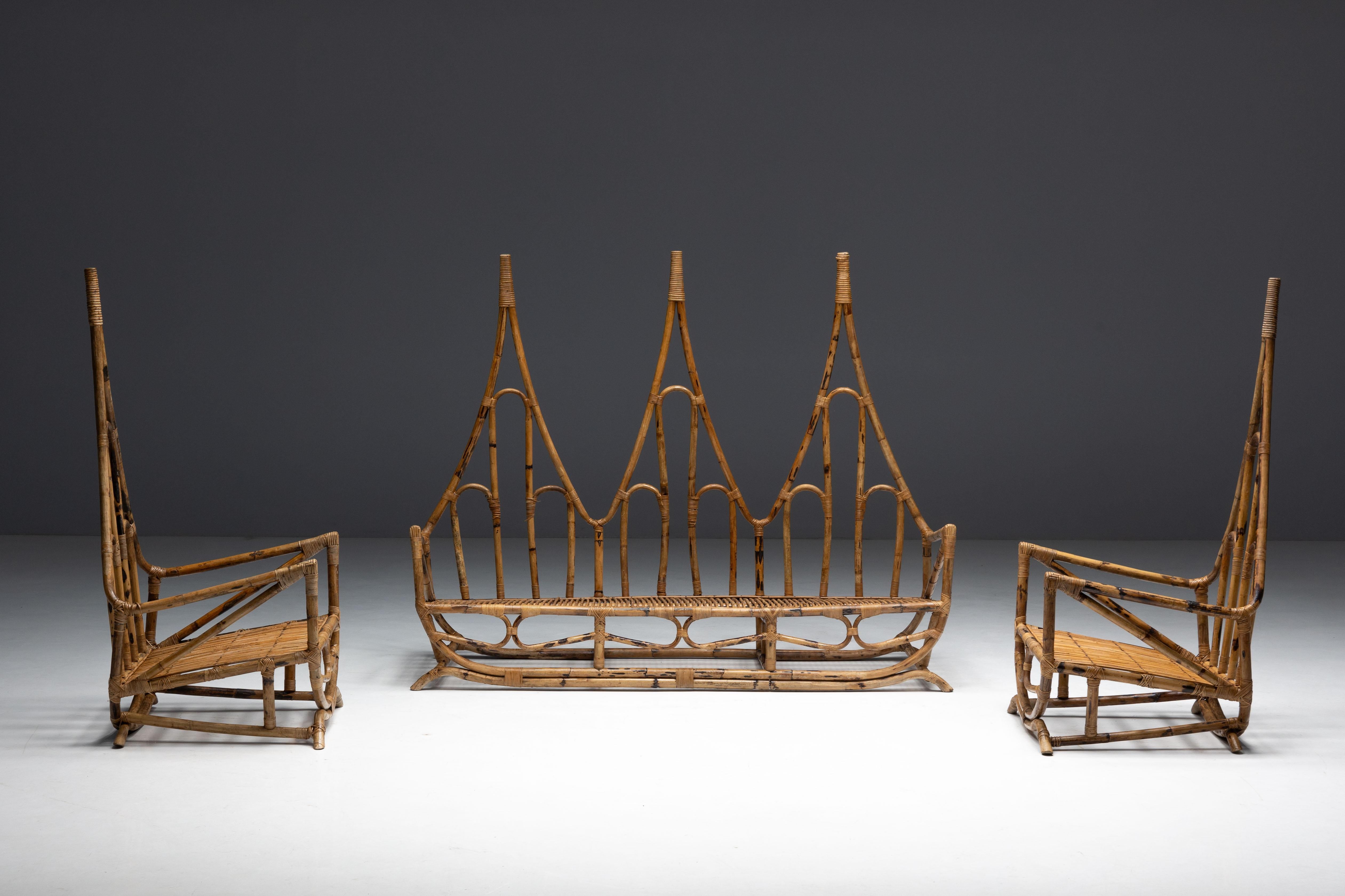 Sculptural Bamboo Bench, Italy, 1960s For Sale 10
