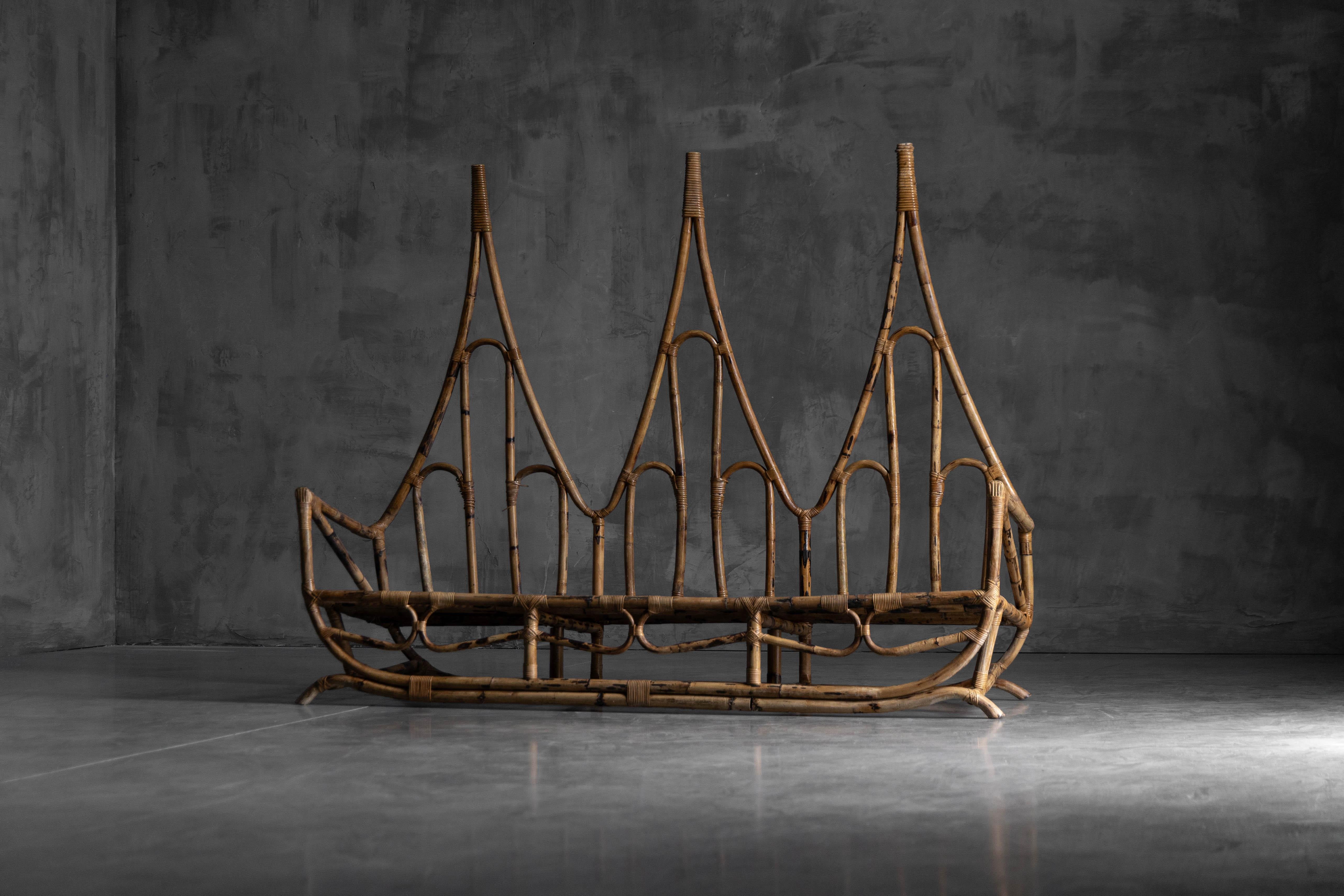 Italian Sculptural Bamboo Bench, Italy, 1960s For Sale